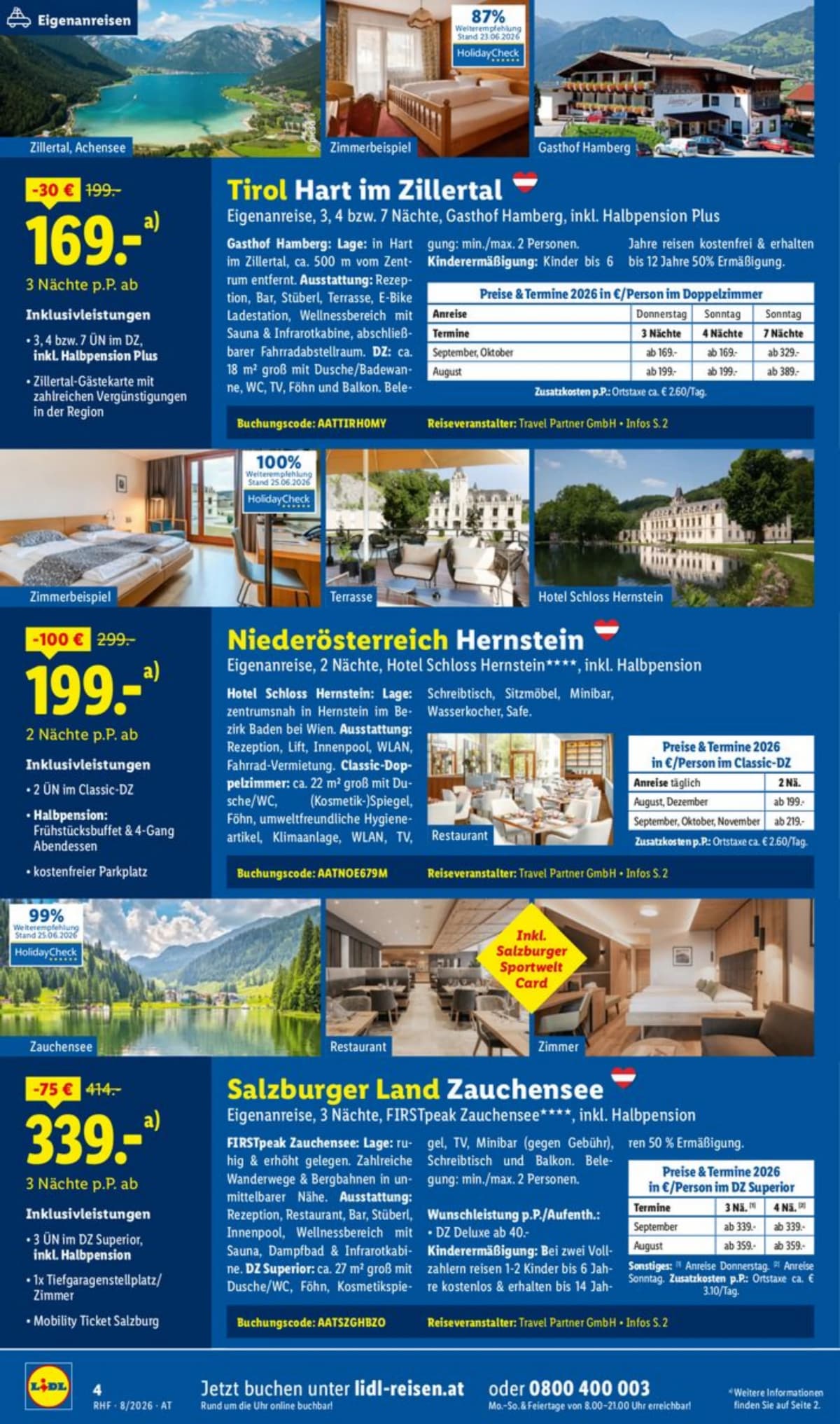 Seite 4 des Lidl Reisen Flugblatts – August Reise-Highlights