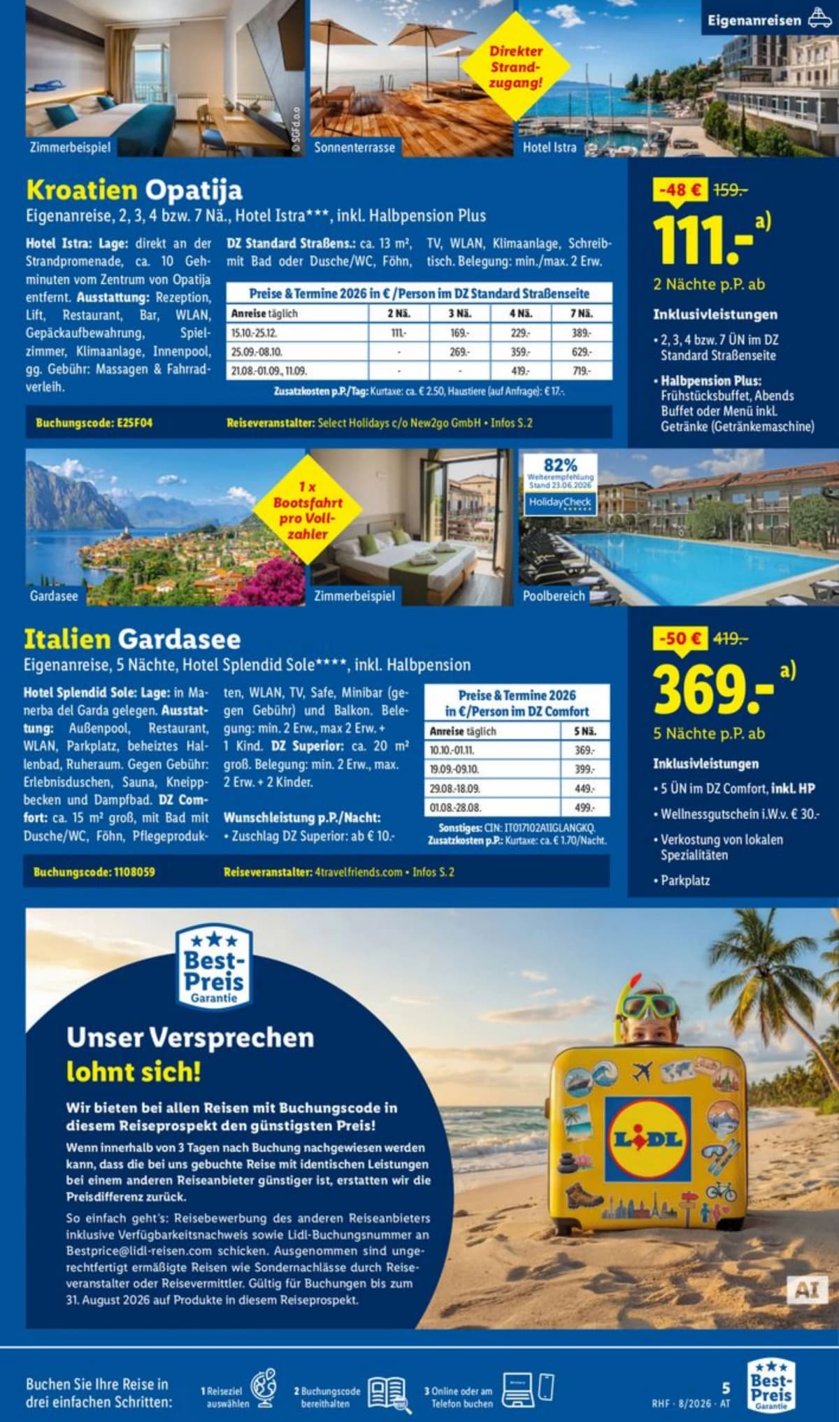 Seite 5 des Lidl Reisen Flugblatts – August Reise-Highlights