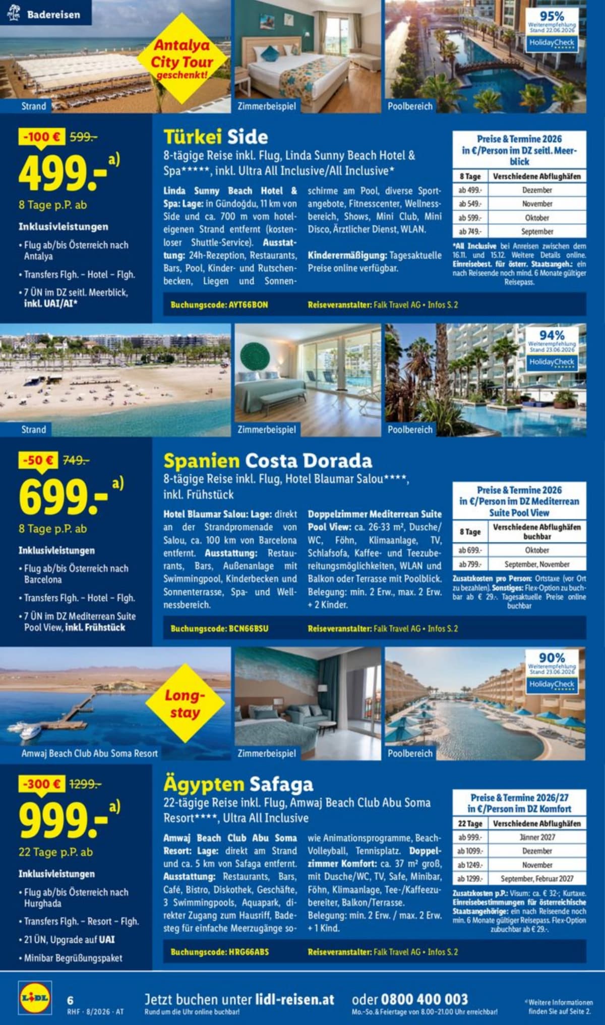 Seite 6 des Lidl Reisen Flugblatts – August Reise-Highlights