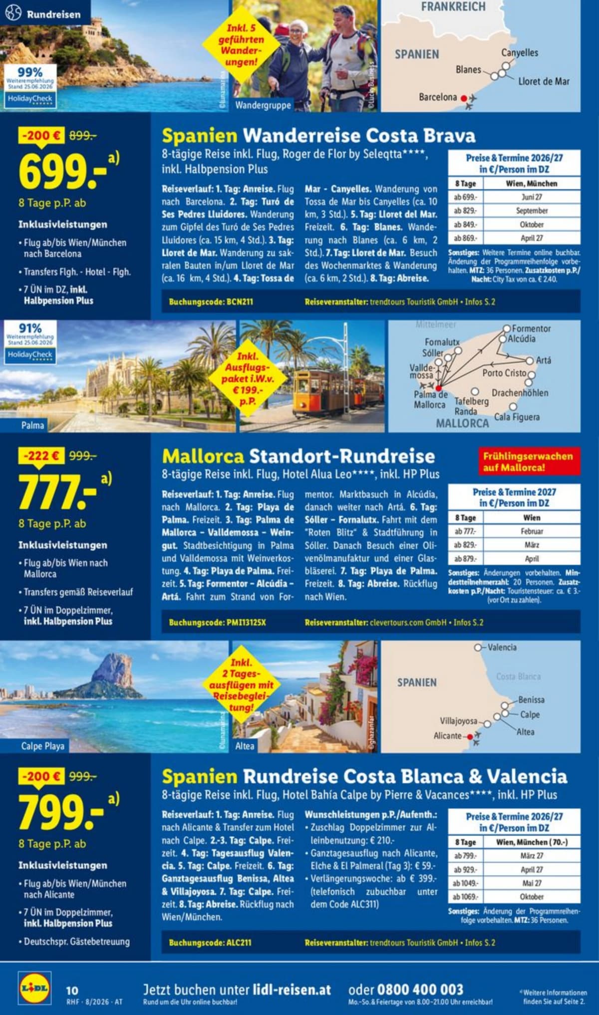 Seite 10 des Lidl Reisen Flugblatts – August Reise-Highlights