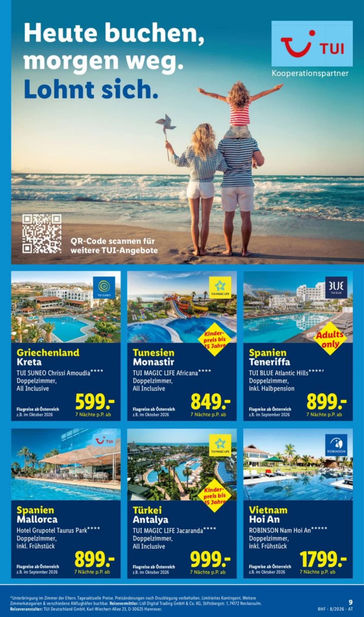Seite 9 des Lidl Reisen Flugblatts – August Reise-Highlights