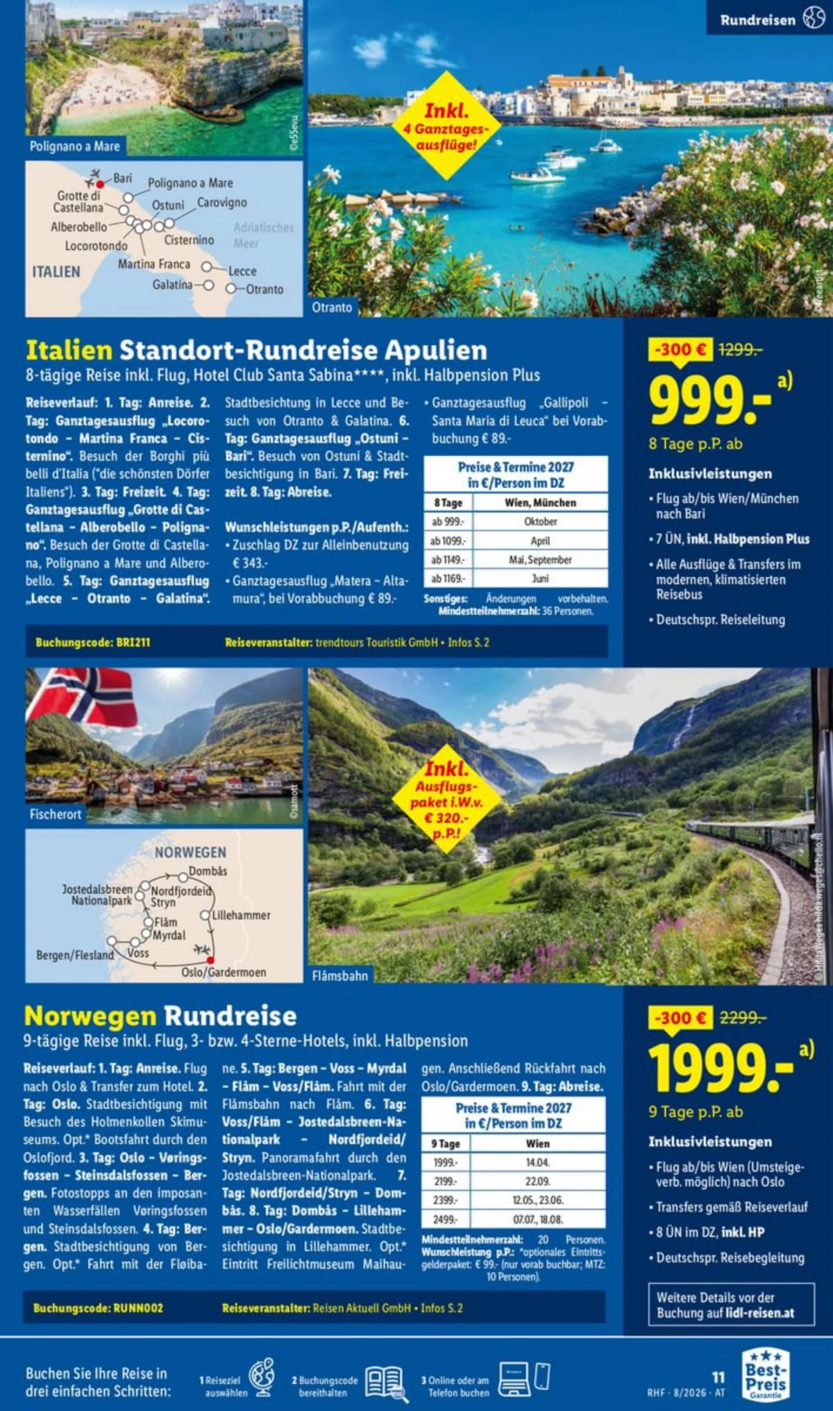 Seite 11 des Lidl Reisen Flugblatts – August Reise-Highlights