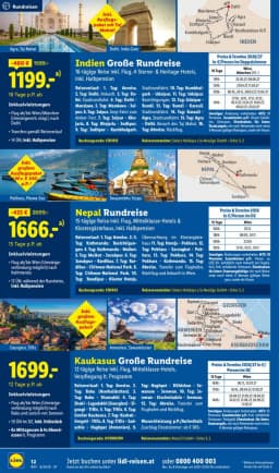 Seite 12 des Lidl Reisen Prospekts August Reise-Highlights