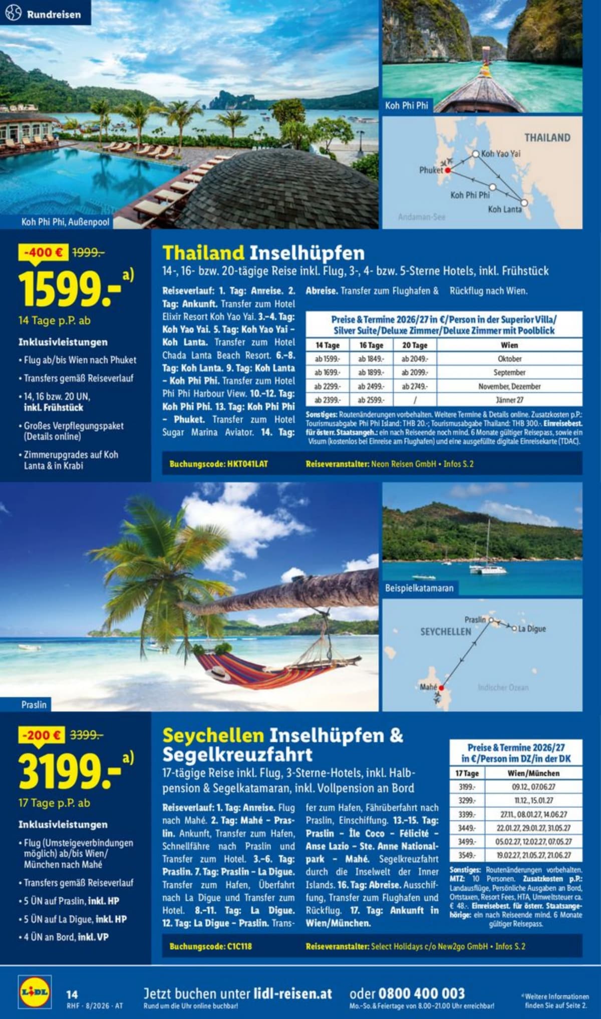 Seite 14 des Lidl Reisen Flugblatts – August Reise-Highlights ab 23.08.2026.