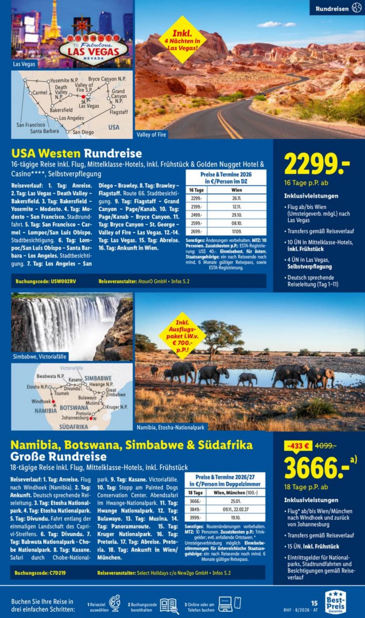 Seite 15 des Lidl Reisen Flugblatts – August Reise-Highlights ab 23.08.2026.