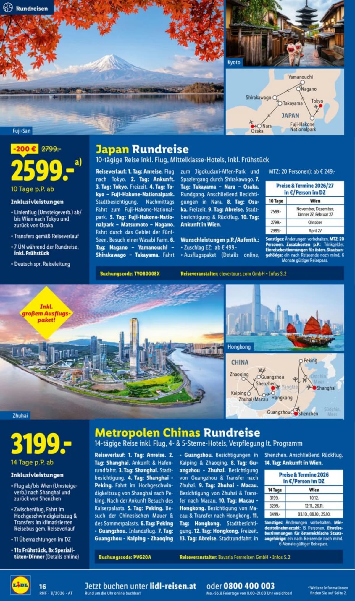 Seite 16 des Lidl Reisen Flugblatts – August Reise-Highlights