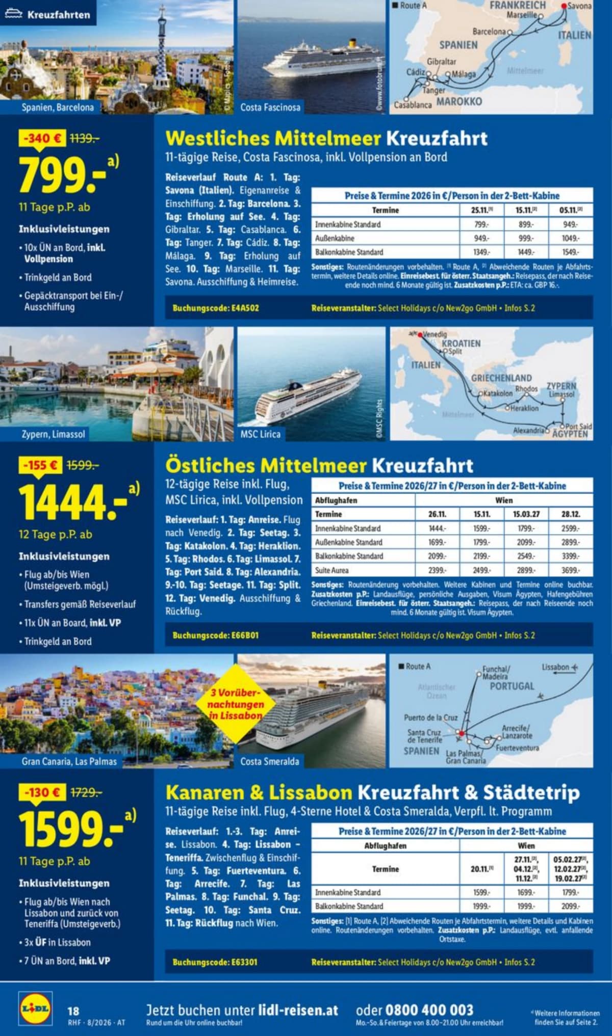 Seite 18 des Lidl Reisen Flugblatts – August Reise-Highlights