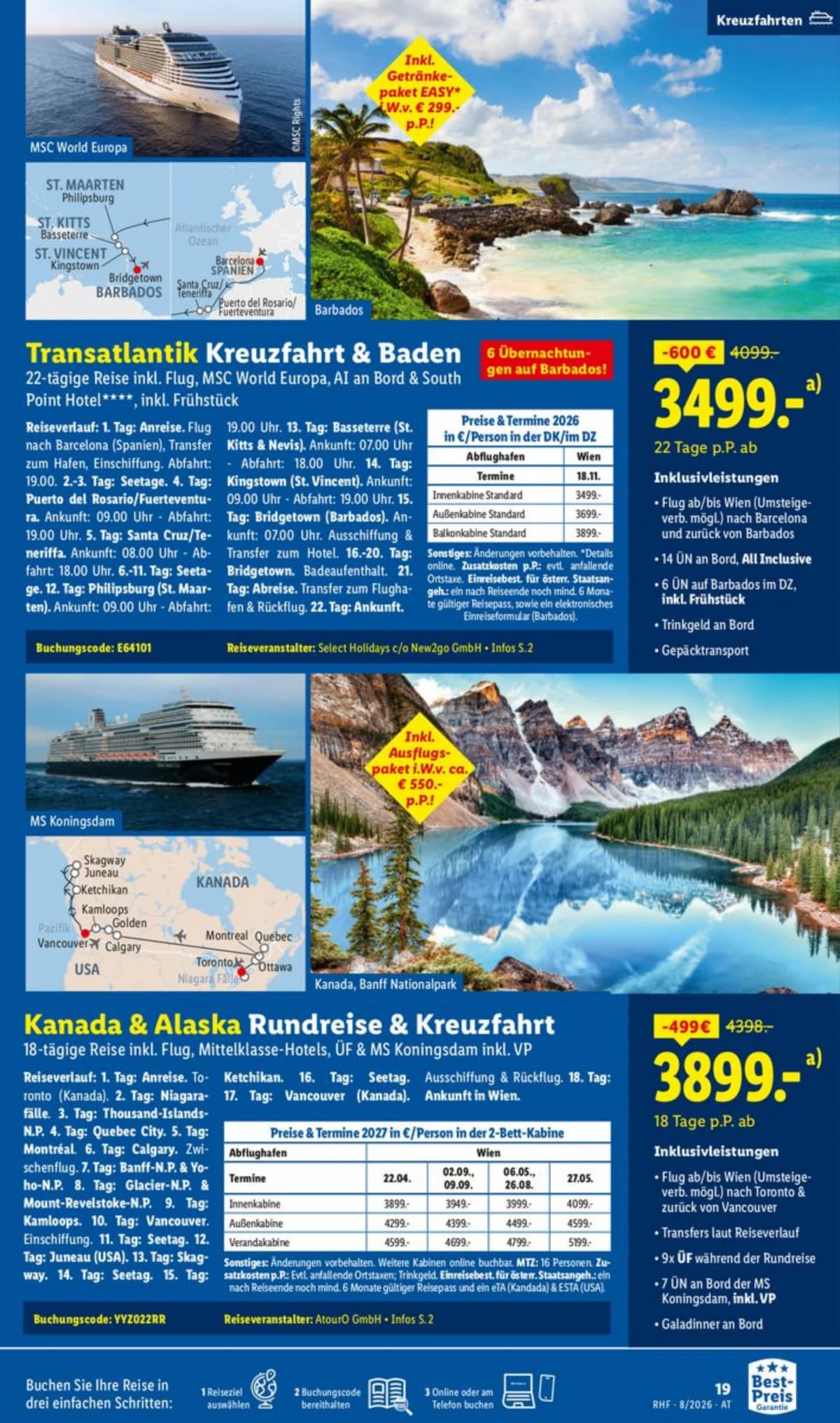 Seite 19 des Lidl Reisen Flugblatts – August Reise-Highlights ab 23.08.2026.