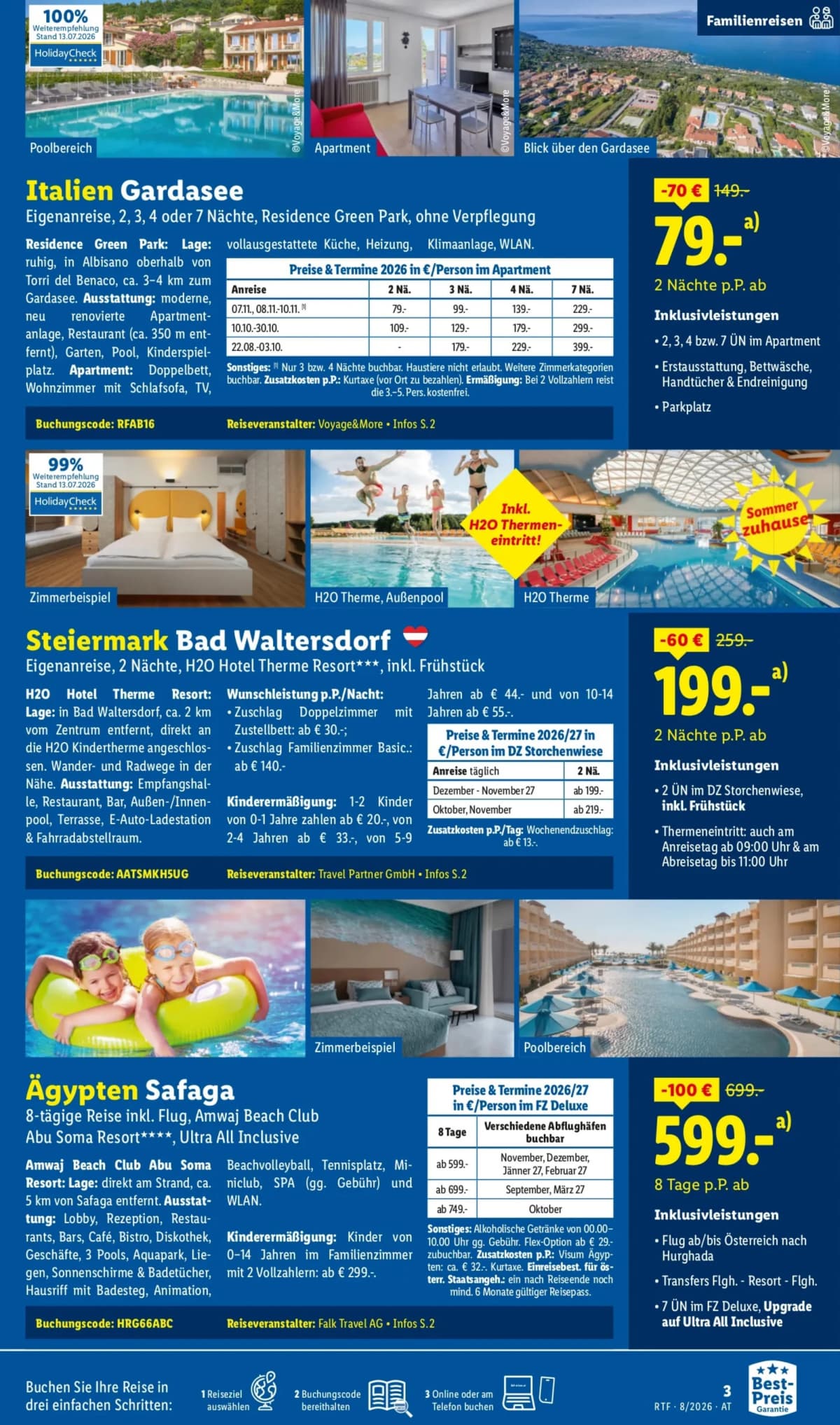 Seite 3 des Lidl Reisen Flugblatts – August-September Reise-Highlights