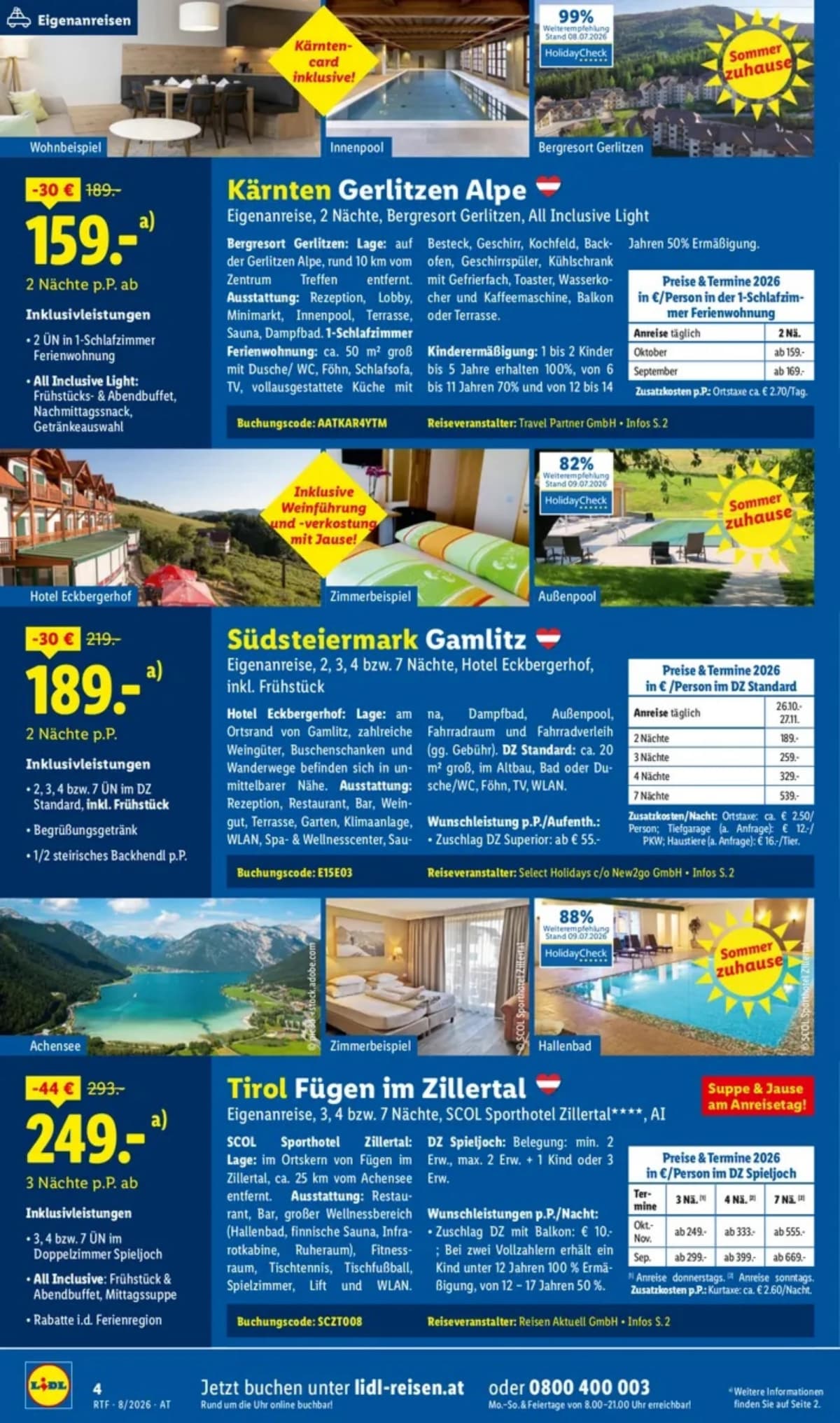 Seite 4 des Lidl Reisen Flugblatts – August-September Reise-Highlights
