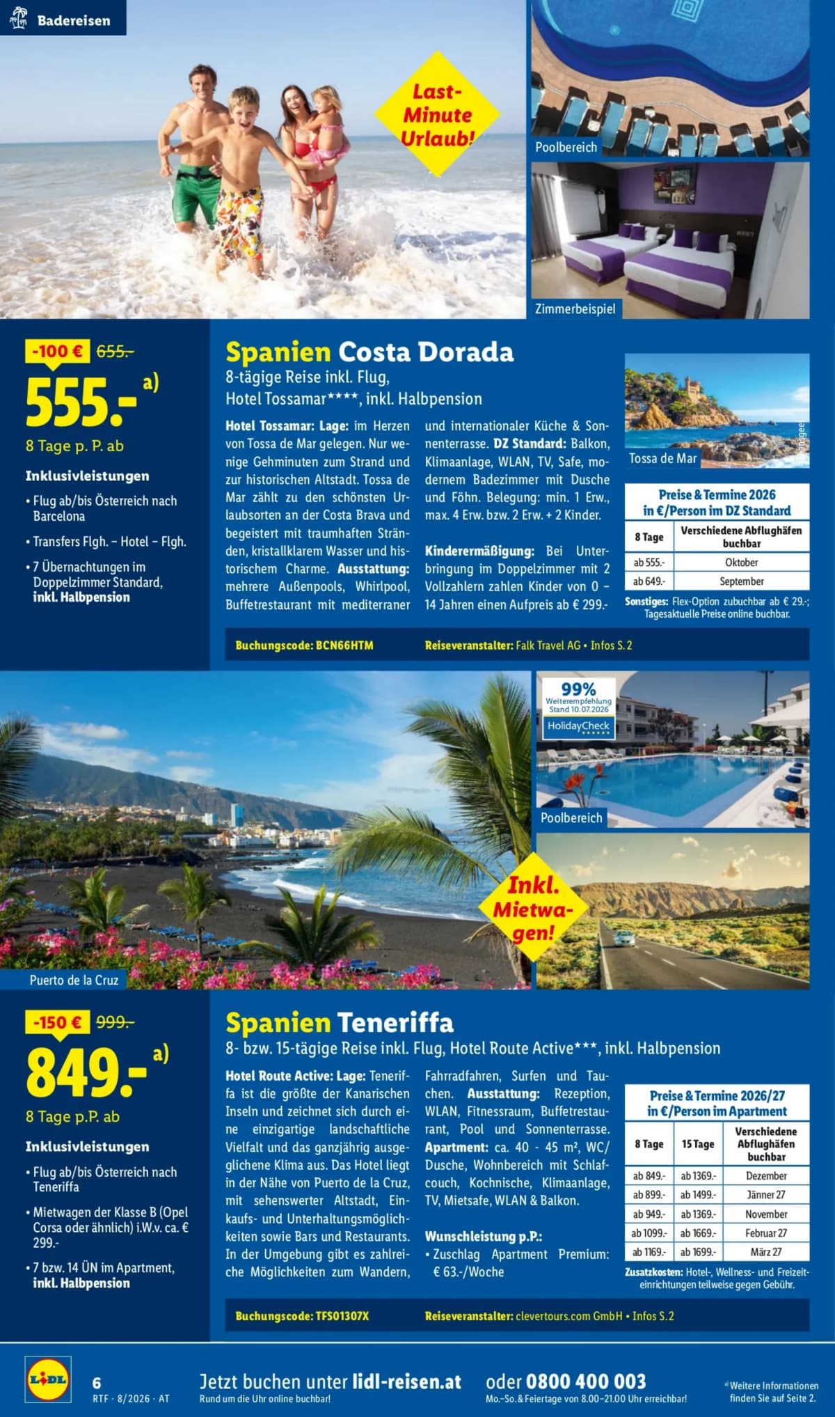 Seite 6 des Lidl Reisen Flugblatts – August-September Reise-Highlights