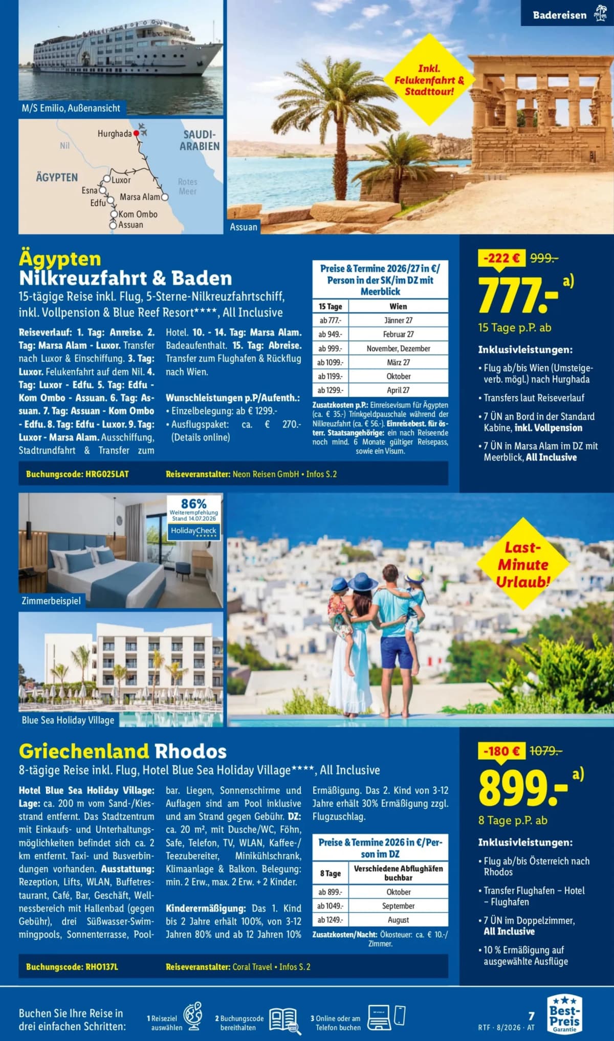 Seite 7 des Lidl Reisen Flugblatts – August-September Reise-Highlights