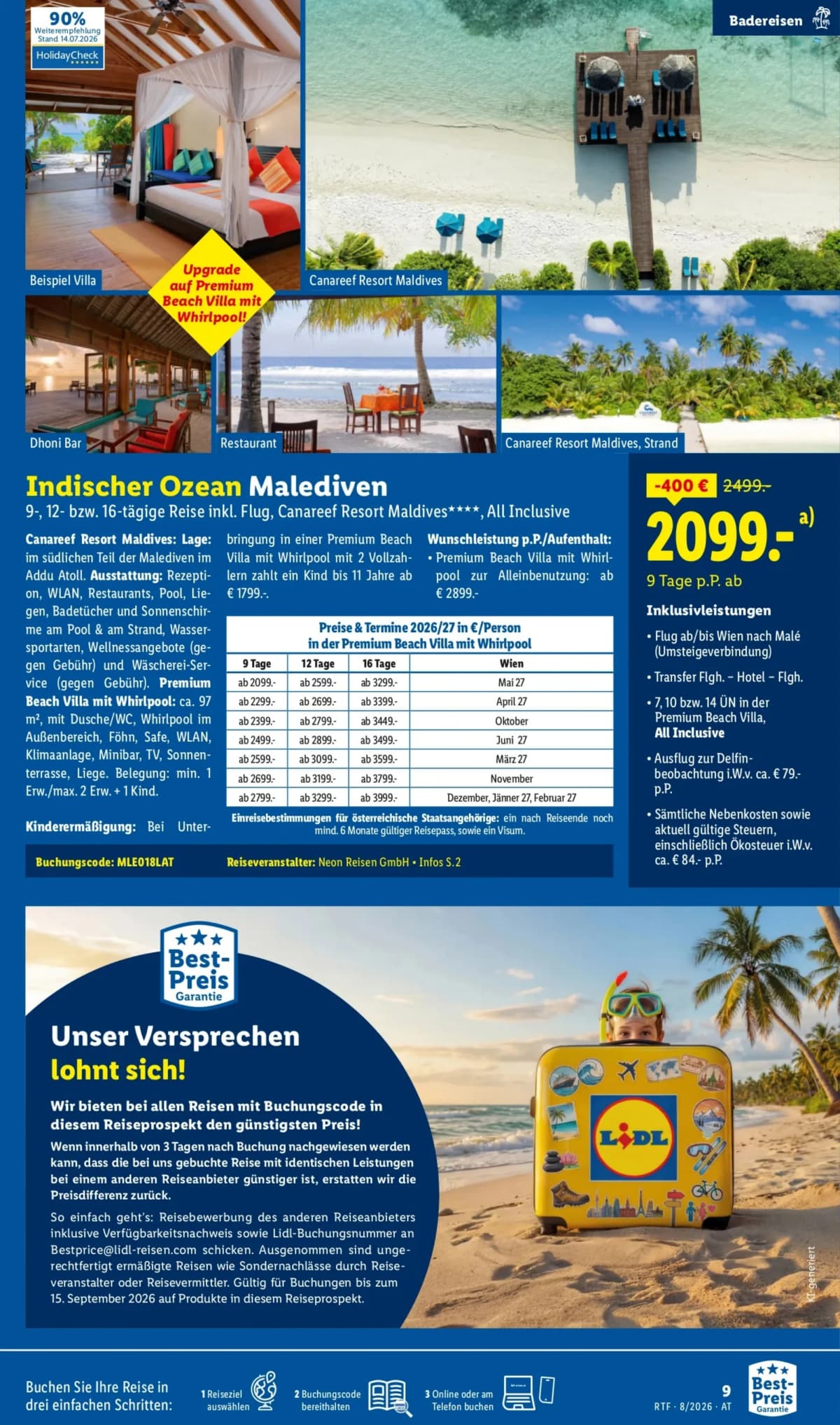 Seite 9 des Lidl Reisen Flugblatts – August-September Reise-Highlights ab 23.08.2026.