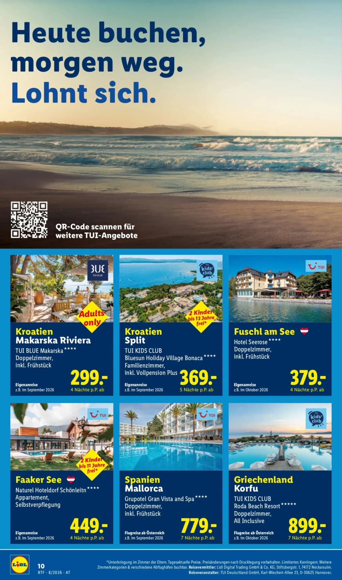 Seite 10 des Lidl Reisen Flugblatts – August-September Reise-Highlights ab 23.08.2026.