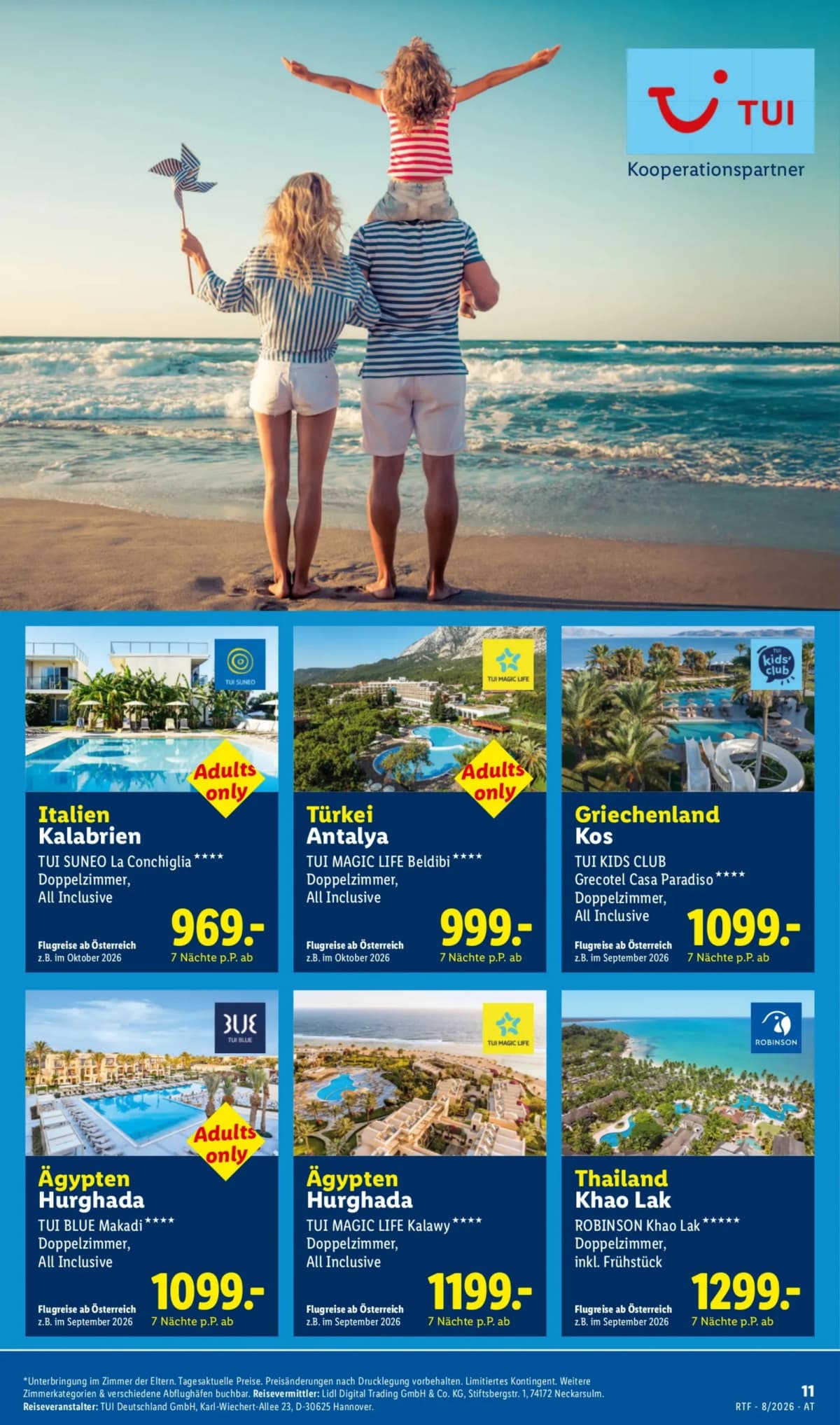 Seite 11 des Lidl Reisen Flugblatts – August-September Reise-Highlights ab 23.08.2026.