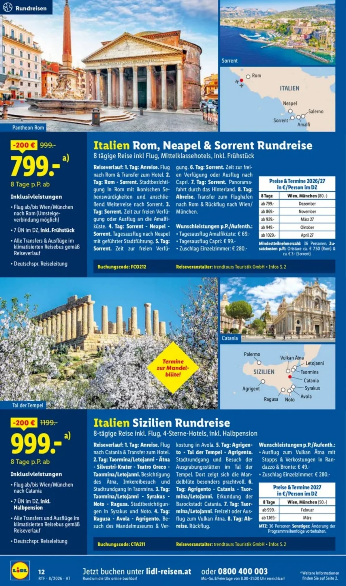 Seite 12 des Lidl Reisen Flugblatts – August-September Reise-Highlights