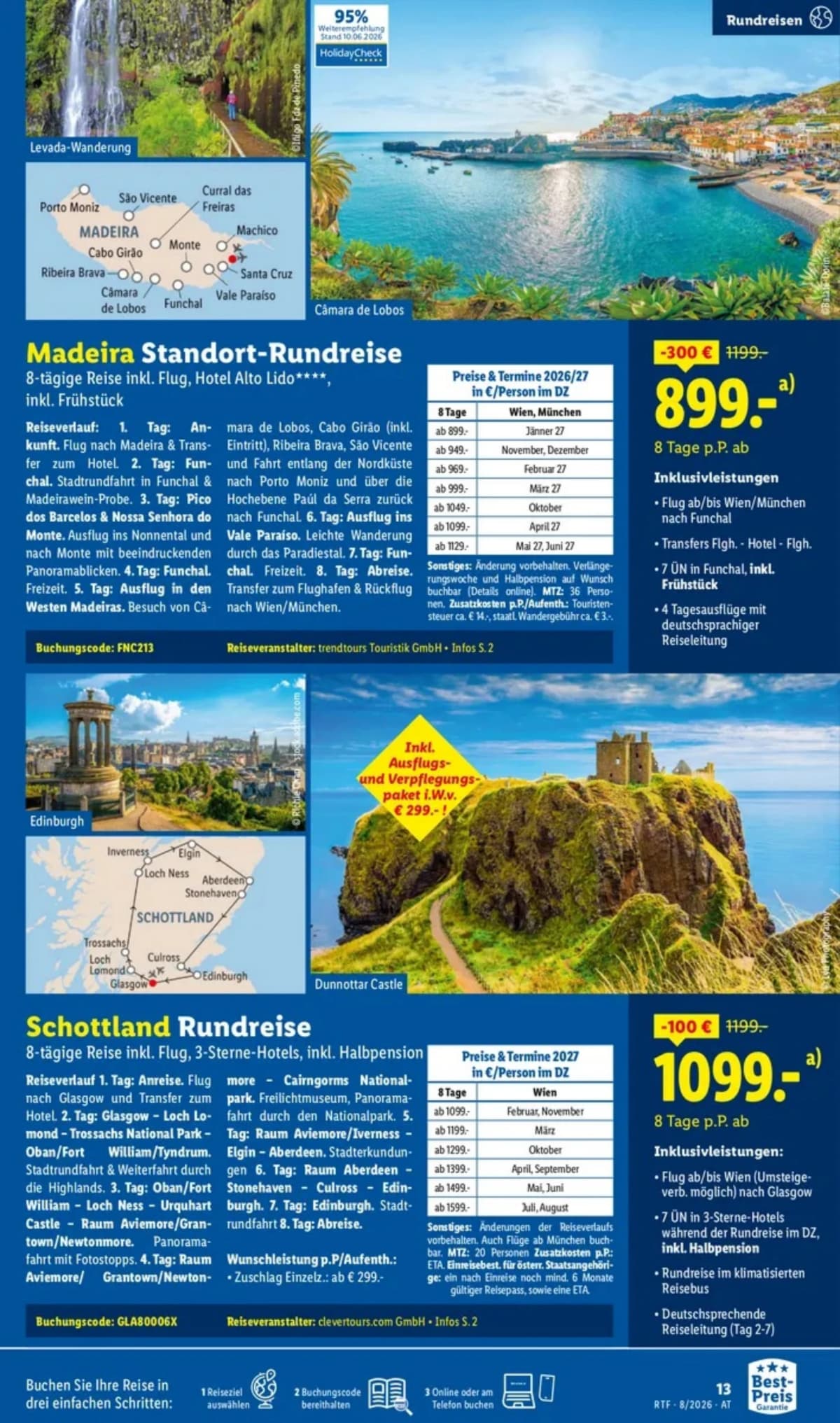 Seite 13 des Lidl Reisen Flugblatts – August-September Reise-Highlights