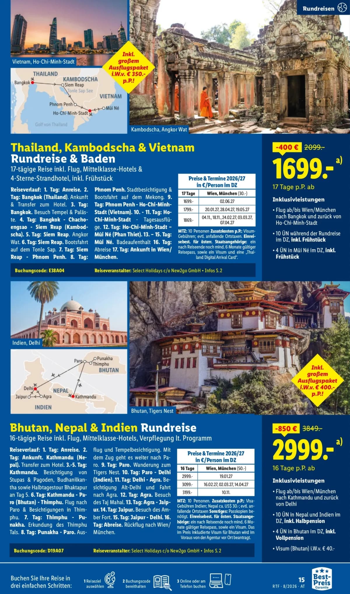 Seite 15 des Lidl Reisen Flugblatts – August-September Reise-Highlights