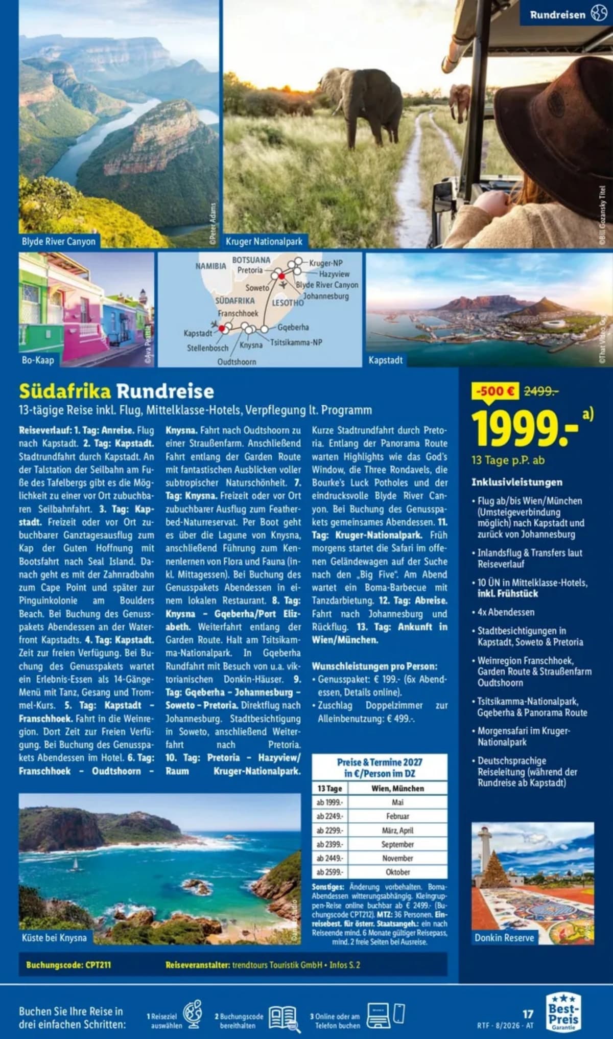 Seite 17 des Lidl Reisen Flugblatts – August-September Reise-Highlights ab 23.08.2026.