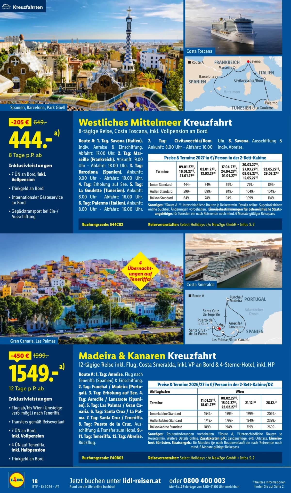 Seite 18 des Lidl Reisen Flugblatts – August-September Reise-Highlights ab 23.08.2026.