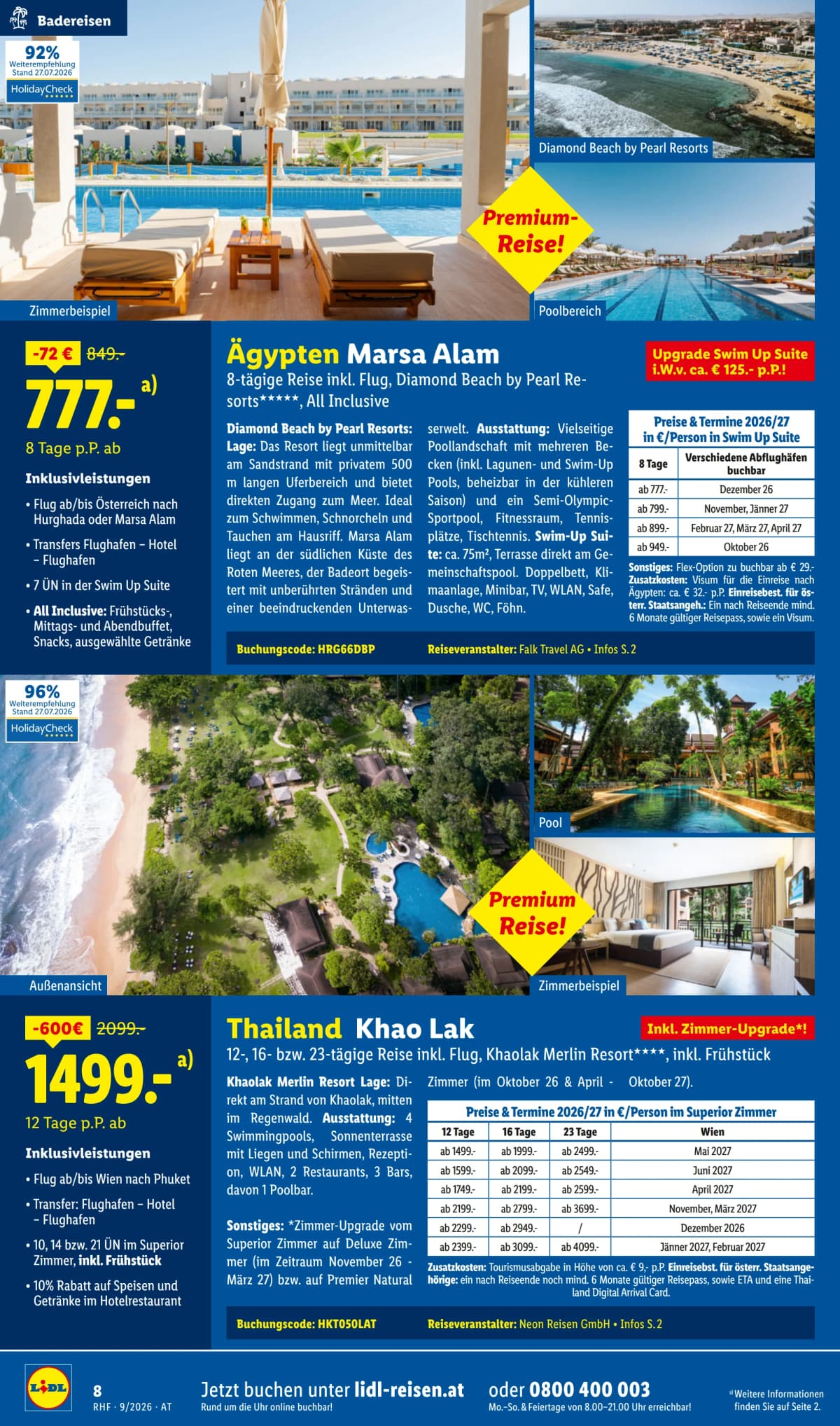 Seite 8 des Lidl Reisen Flugblatts – September Reise-Highlights ab 09.09.2026.