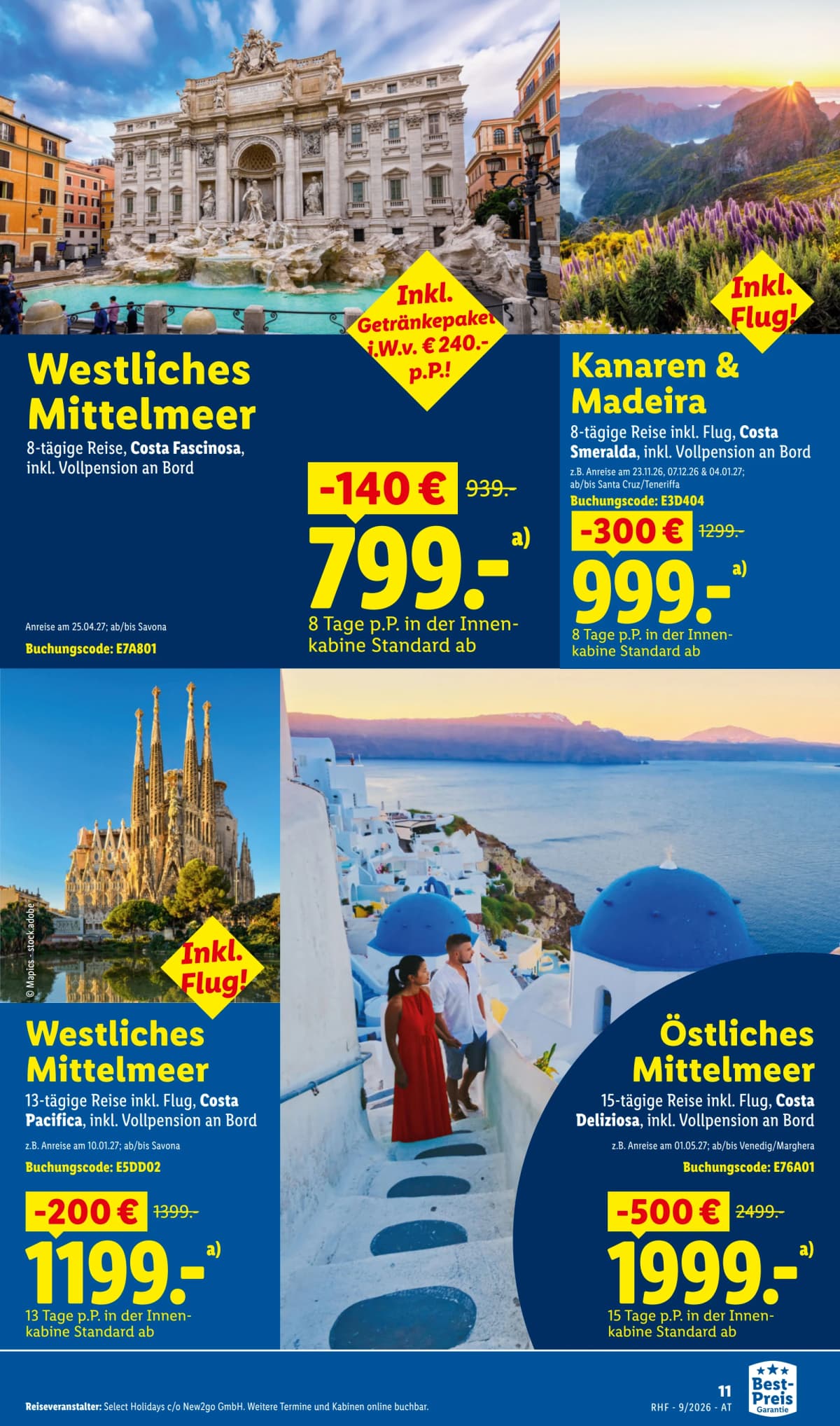 Seite 11 des Lidl Reisen Flugblatts – September Reise-Highlights ab 09.09.2026.