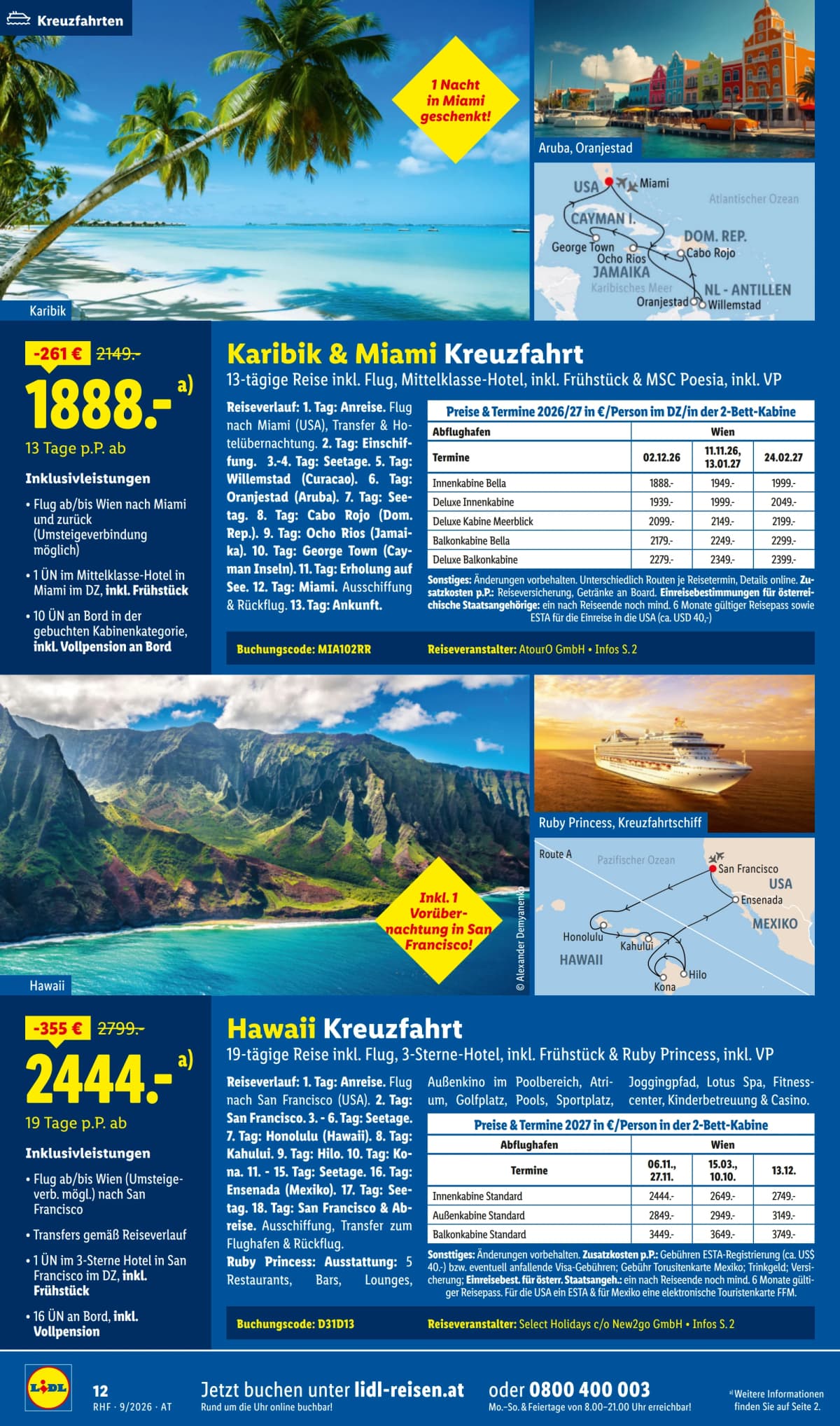 Seite 12 des Lidl Reisen Flugblatts – September Reise-Highlights ab 09.09.2026.