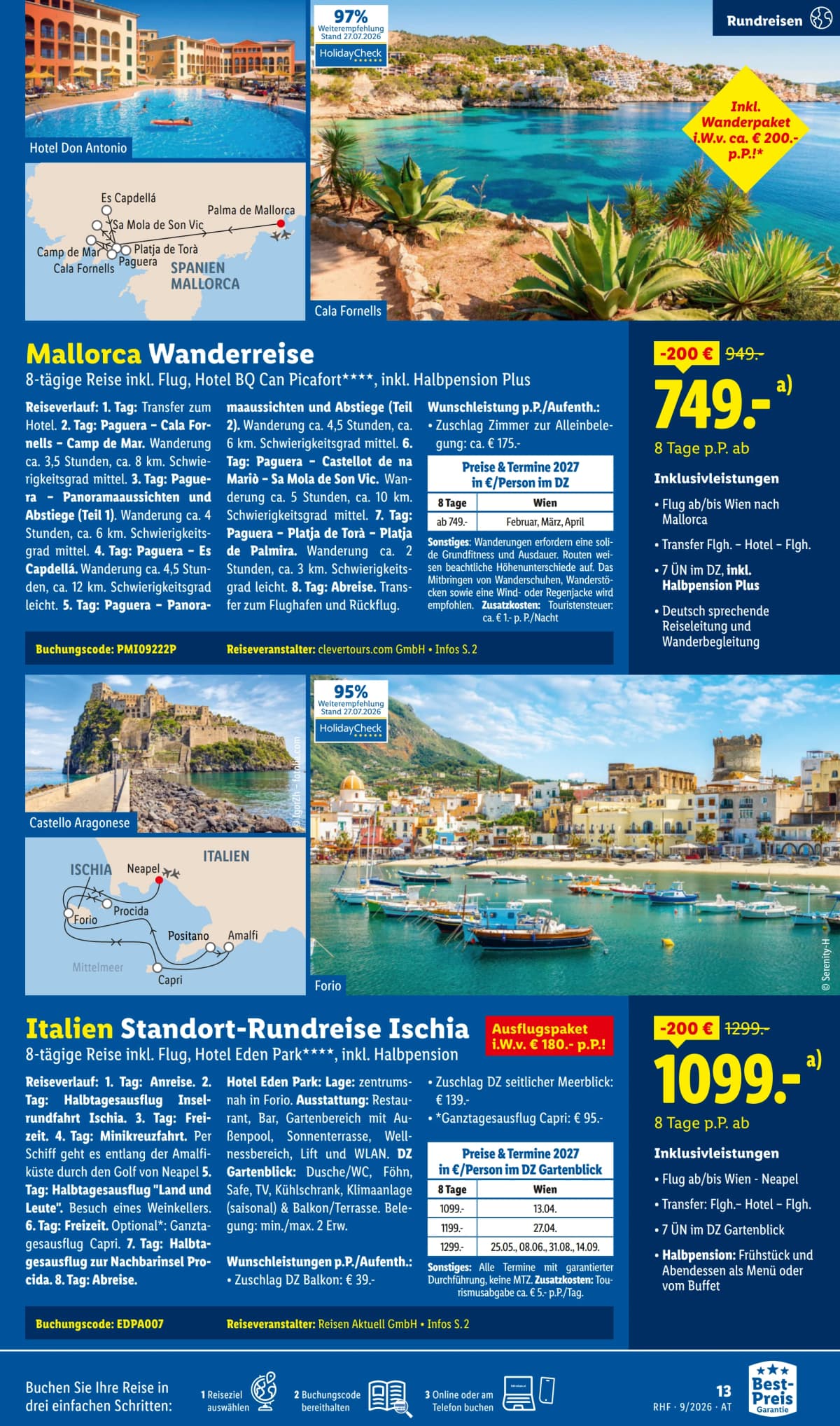 Seite 13 des Lidl Reisen Flugblatts – September Reise-Highlights