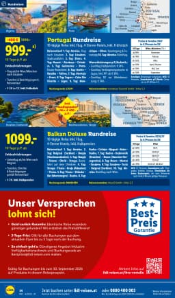 Seite 14 des Lidl Reisen Prospekts September Reise-Highlights