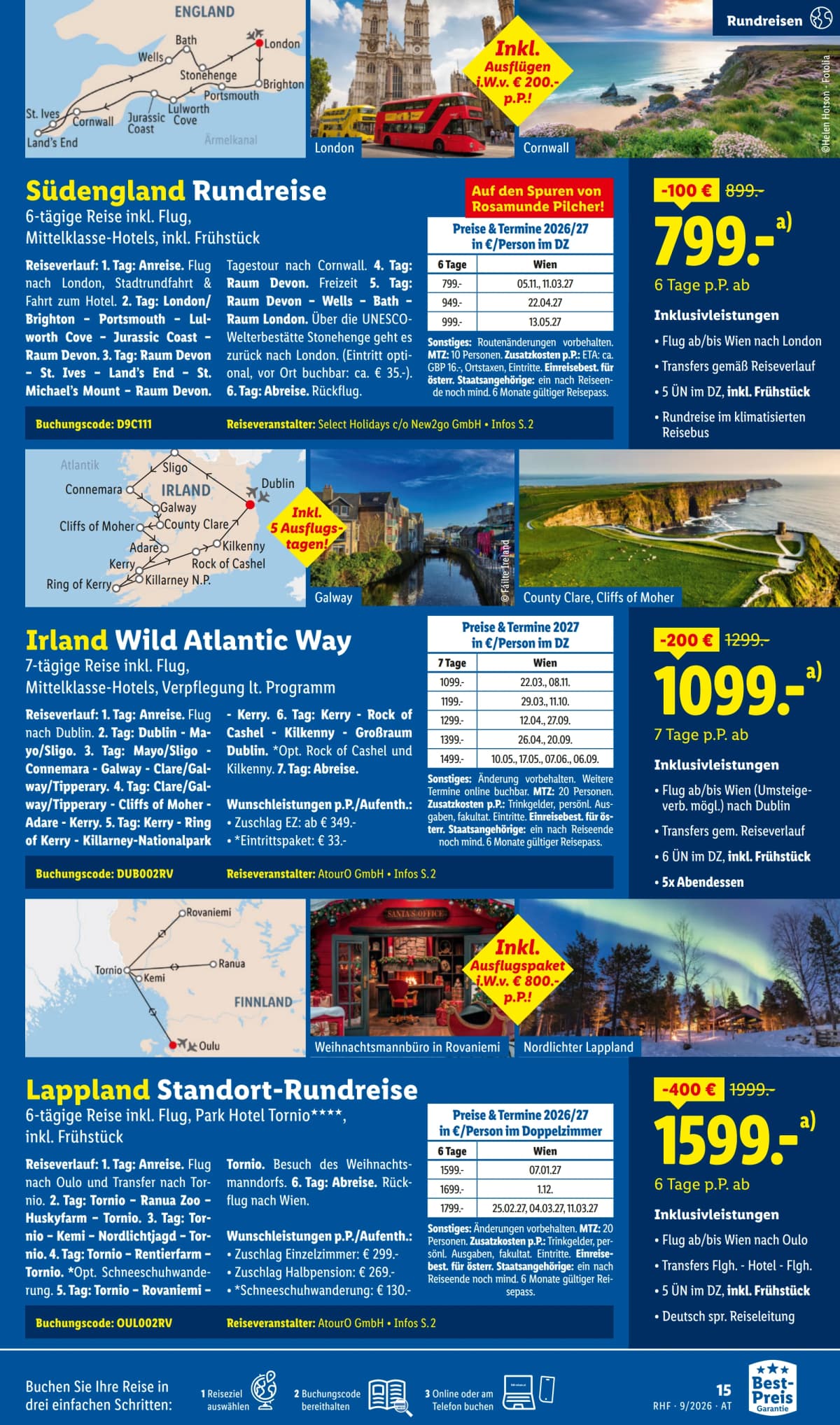 Seite 15 des Lidl Reisen Flugblatts – September Reise-Highlights ab 09.09.2026.