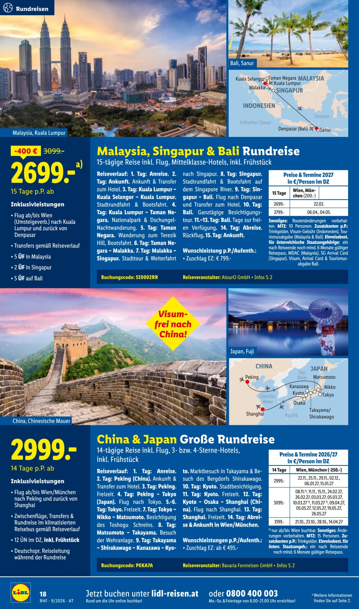 Seite 18 des Lidl Reisen Flugblatts – September Reise-Highlights