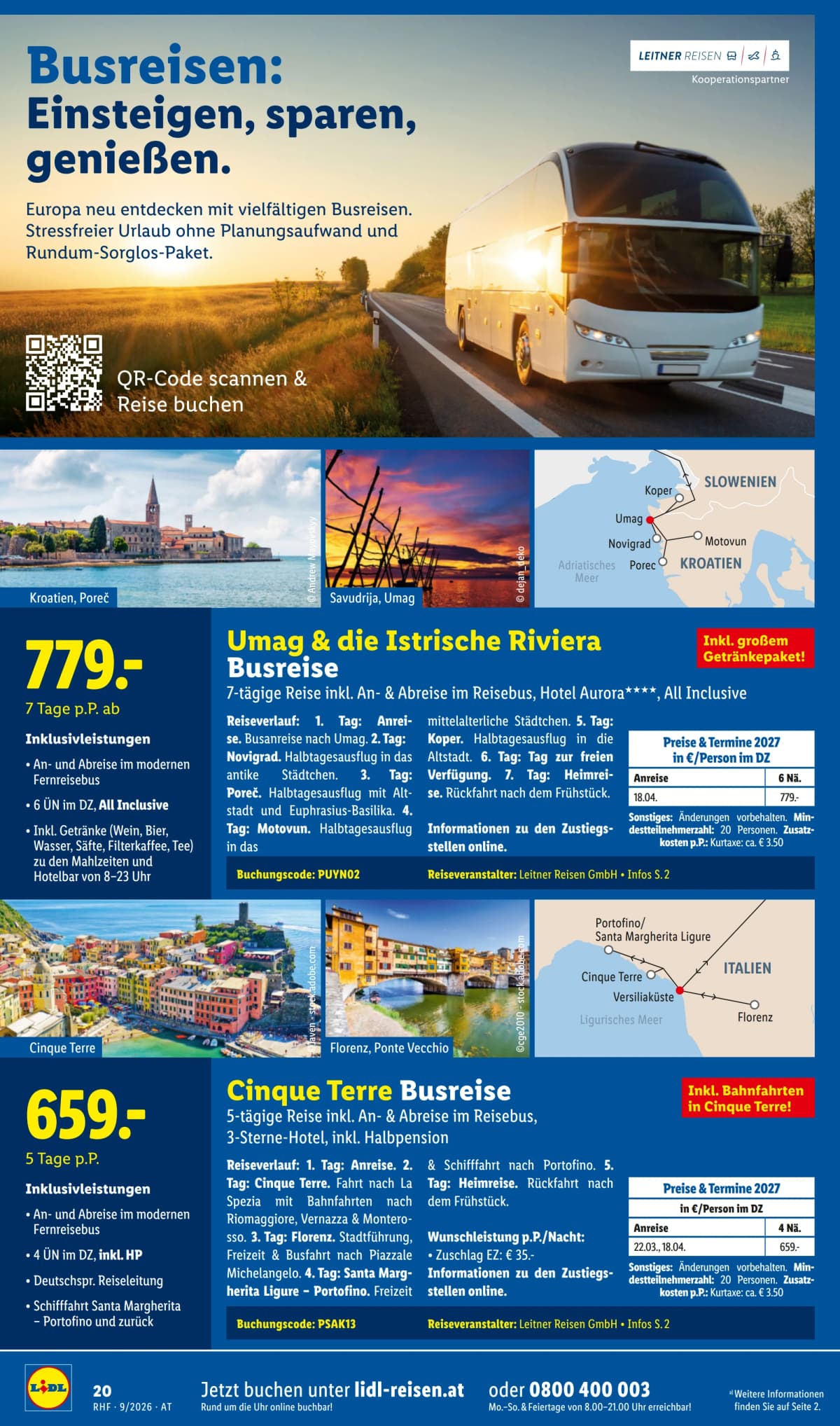Seite 20 des Lidl Reisen Flugblatts – September Reise-Highlights ab 09.09.2026.