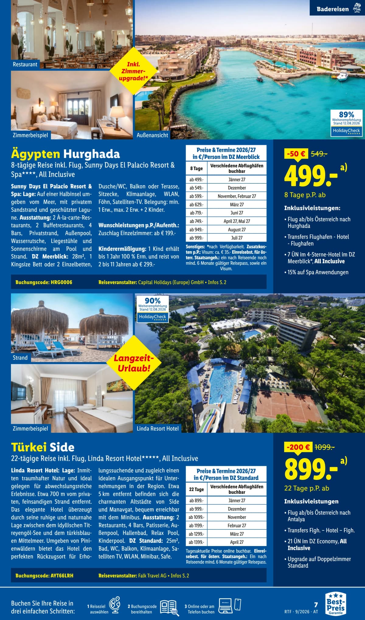 Seite 7 des Lidl Reisen Flugblatts – September-Oktober Reise-Highlights