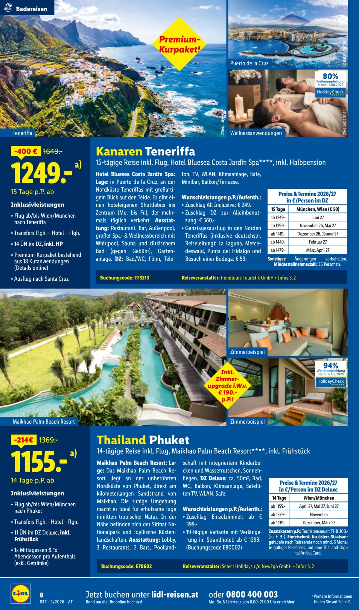 Seite 8 des Lidl Reisen Flugblatts – September-Oktober Reise-Highlights