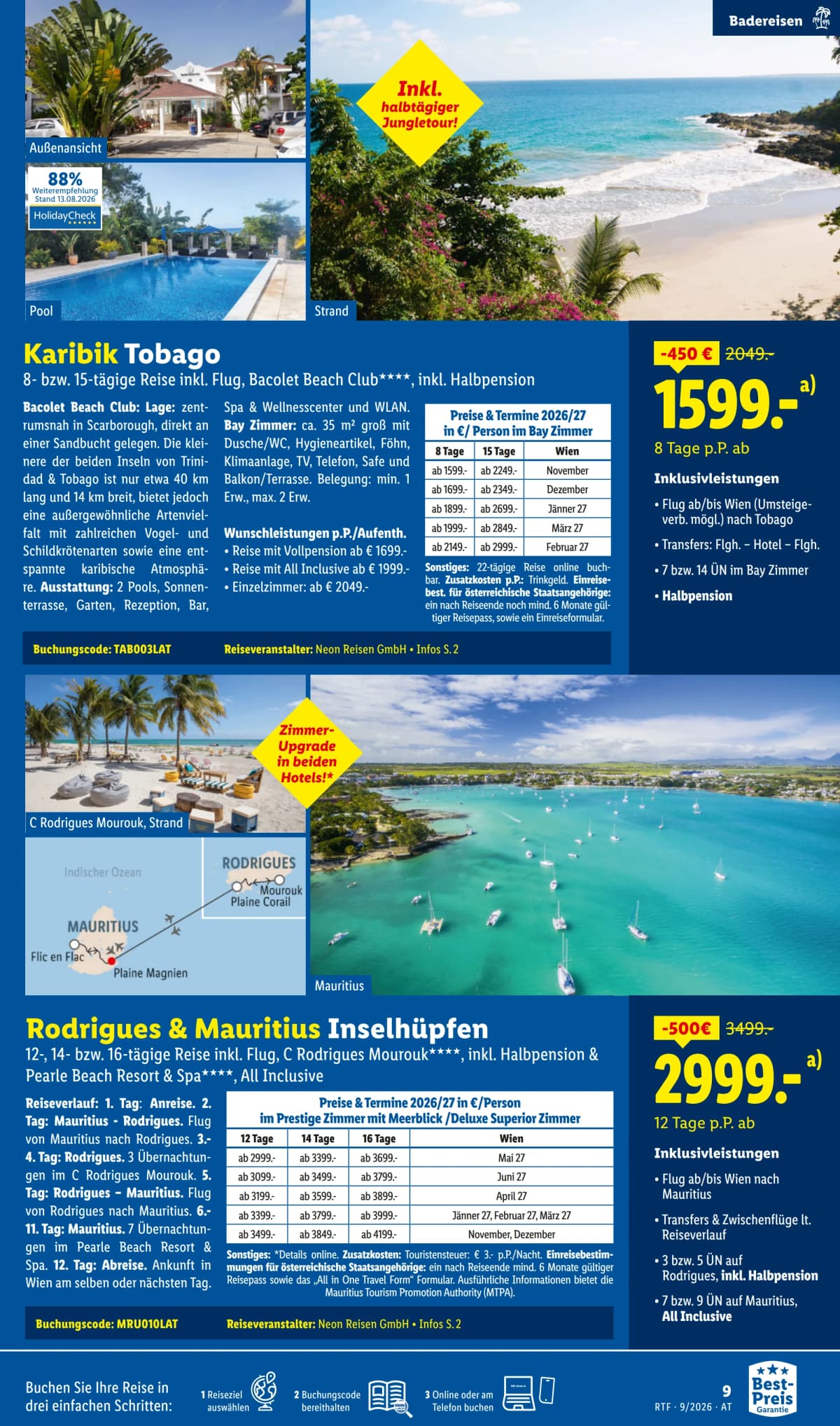 Seite 9 des Lidl Reisen Flugblatts – September-Oktober Reise-Highlights