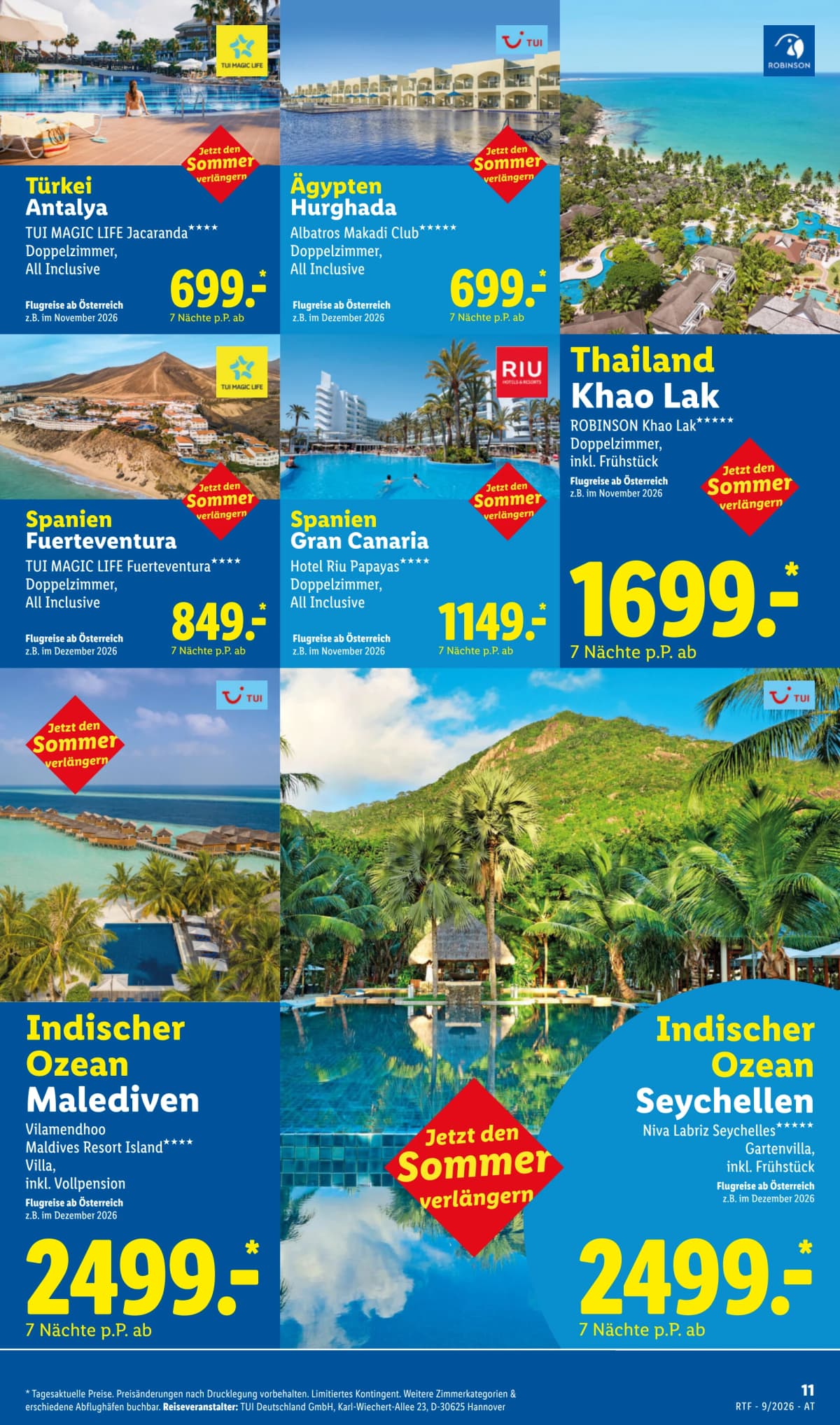 Seite 11 des Lidl Reisen Flugblatts – September-Oktober Reise-Highlights