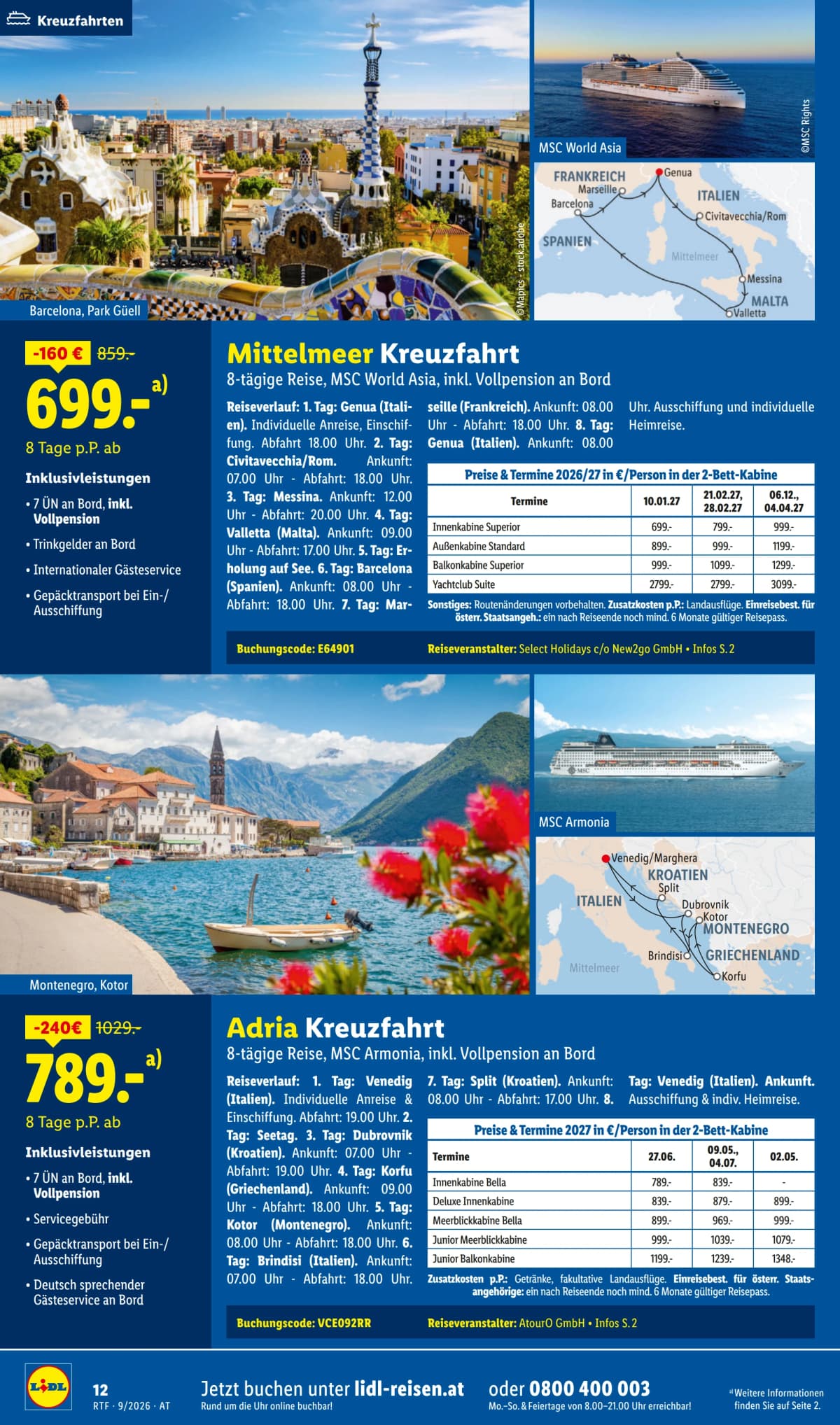 Seite 12 des Lidl Reisen Flugblatts – September-Oktober Reise-Highlights