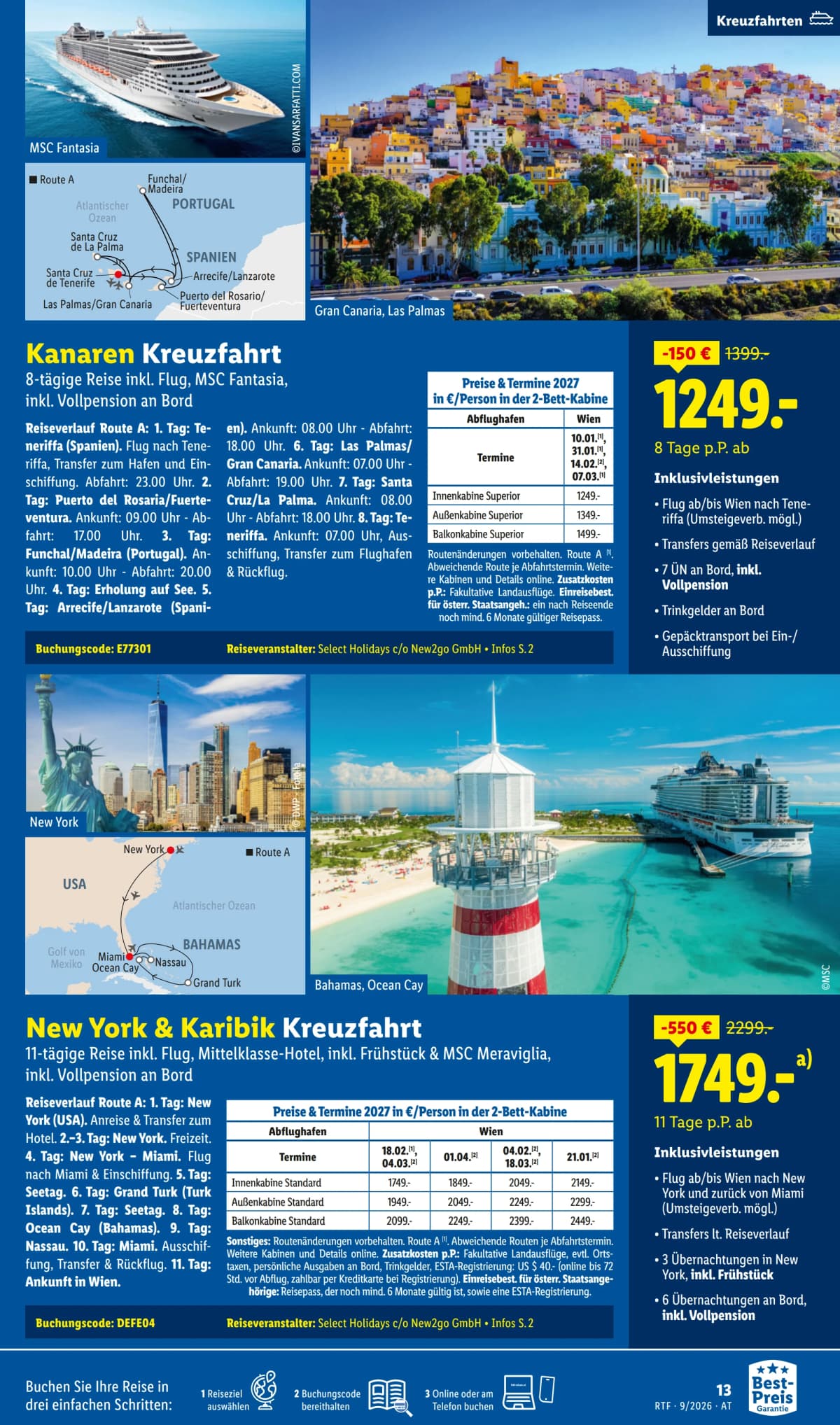 Seite 13 des Lidl Reisen Flugblatts – September-Oktober Reise-Highlights
