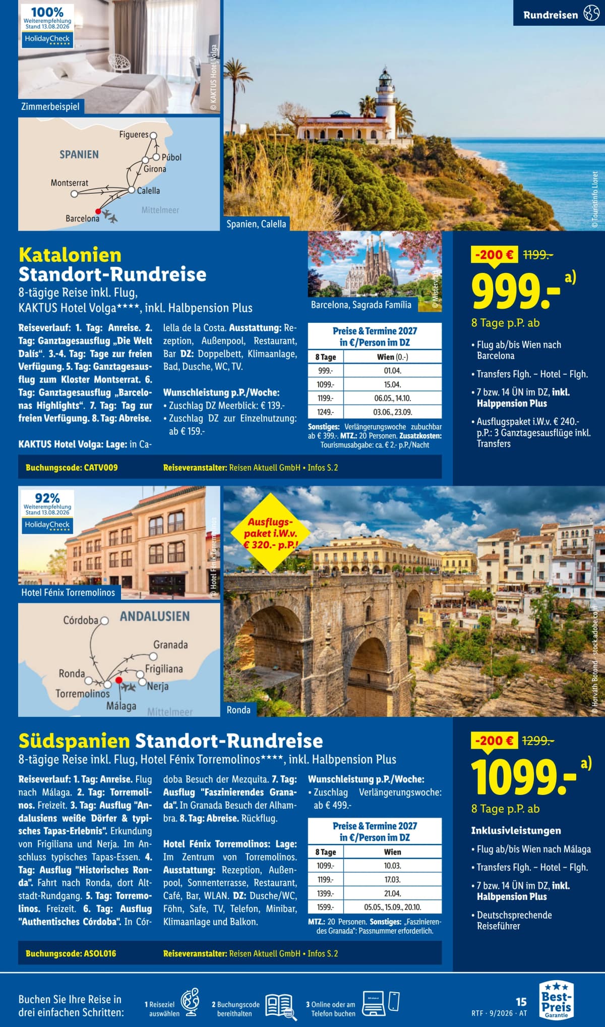 Seite 15 des Lidl Reisen Flugblatts – September-Oktober Reise-Highlights