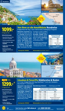 Seite 16 des Lidl Reisen Prospekts September-Oktober Reise-Highlights