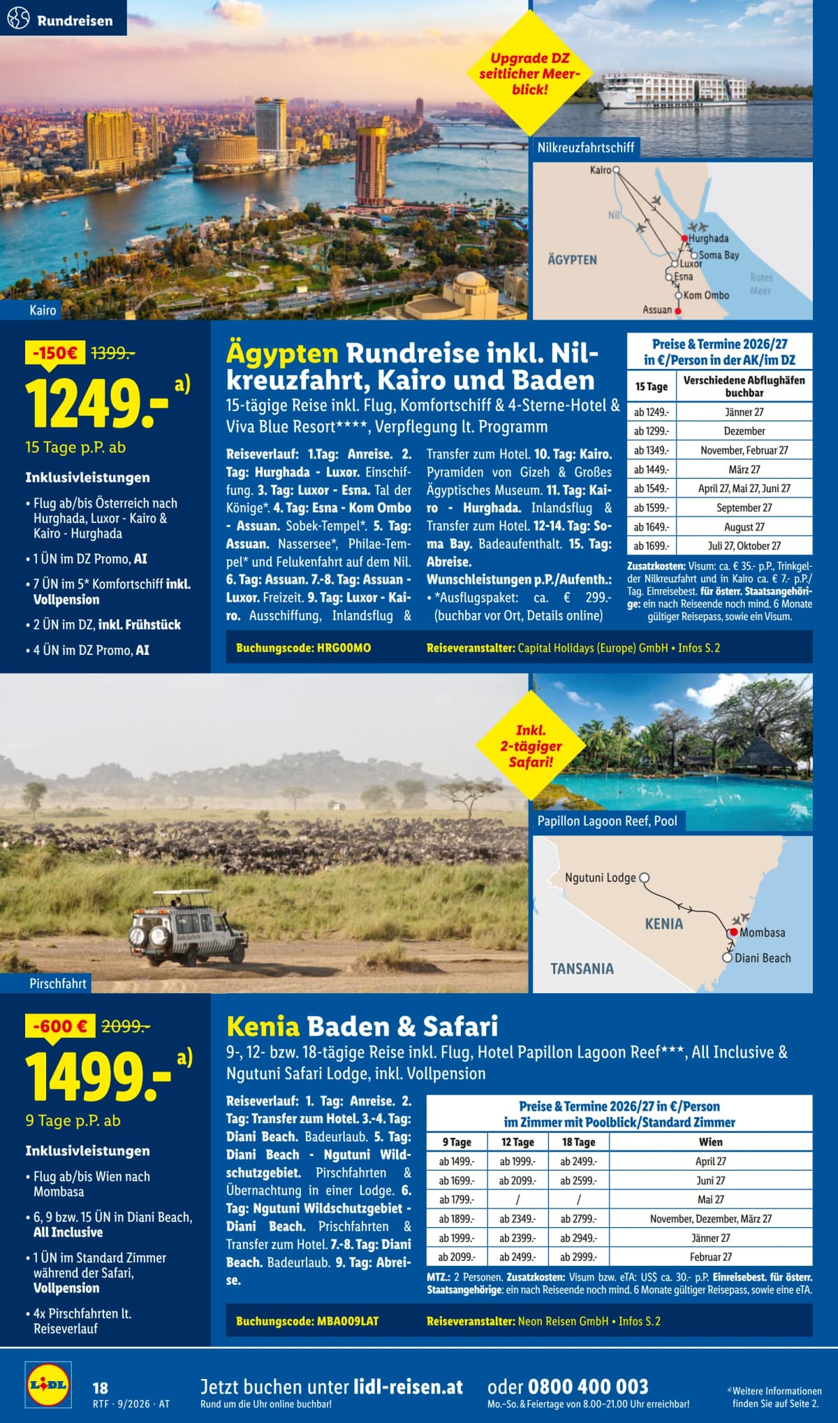 Seite 18 des Lidl Reisen Flugblatts – September-Oktober Reise-Highlights