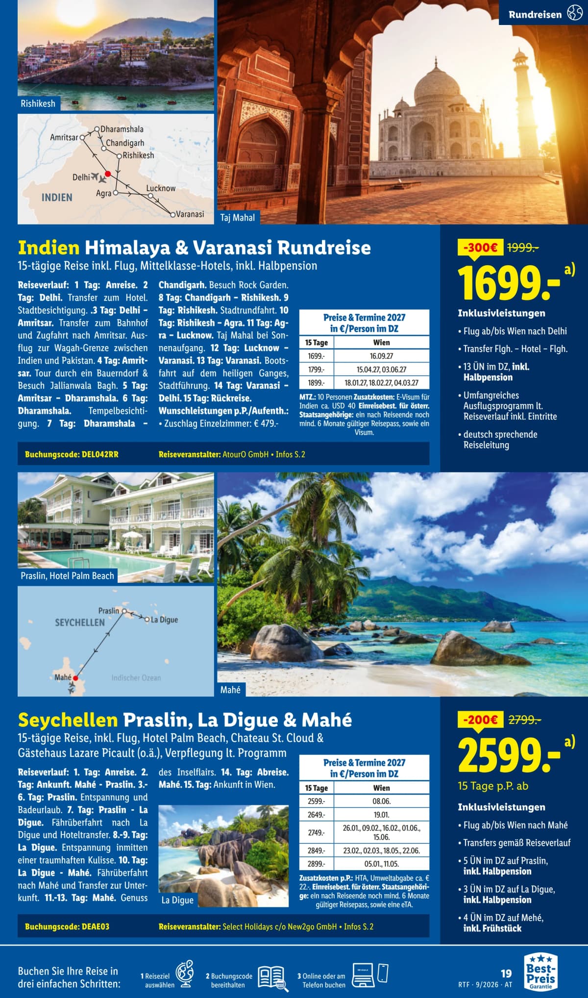 Seite 19 des Lidl Reisen Flugblatts – September-Oktober Reise-Highlights