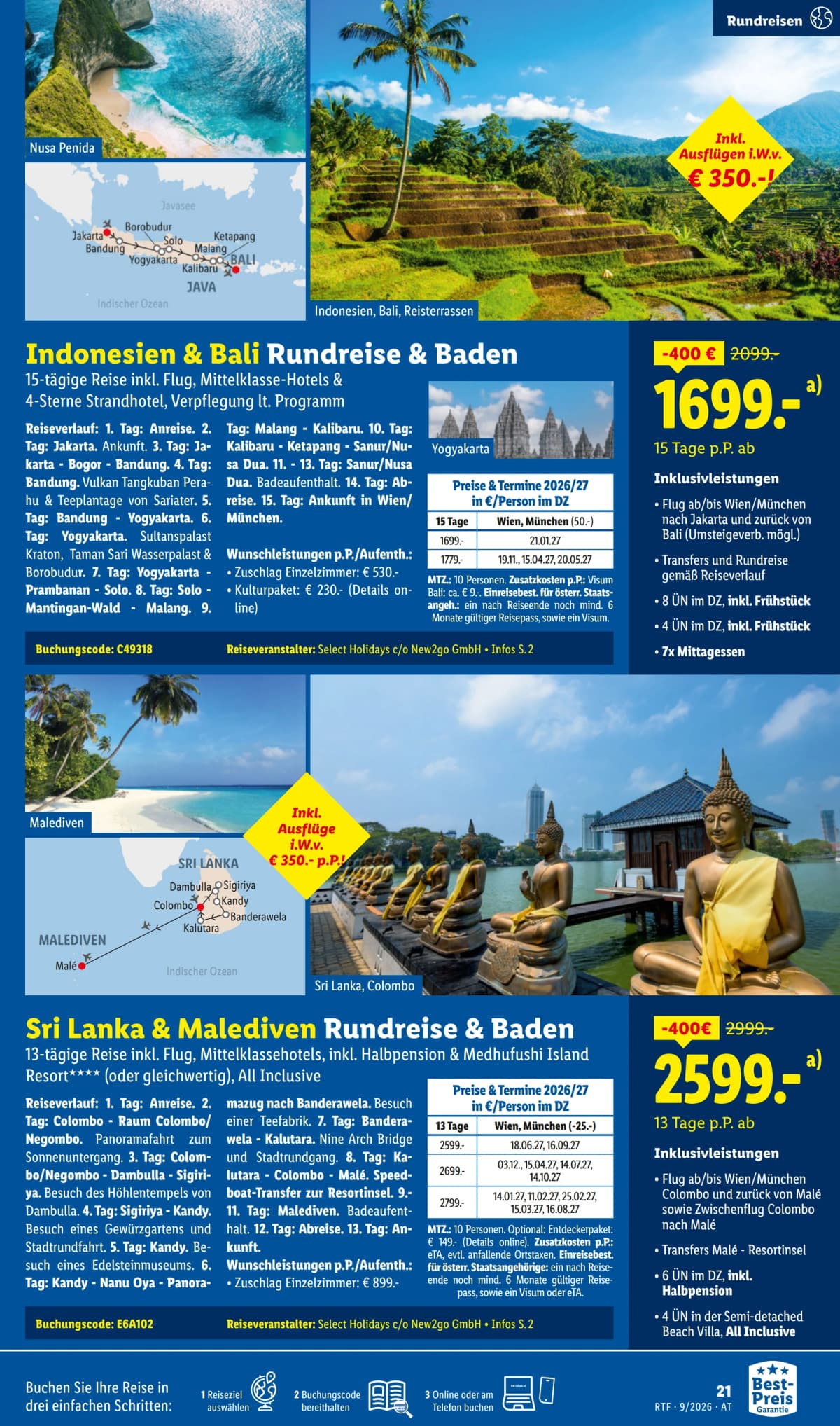 Seite 21 des Lidl Reisen Flugblatts – September-Oktober Reise-Highlights