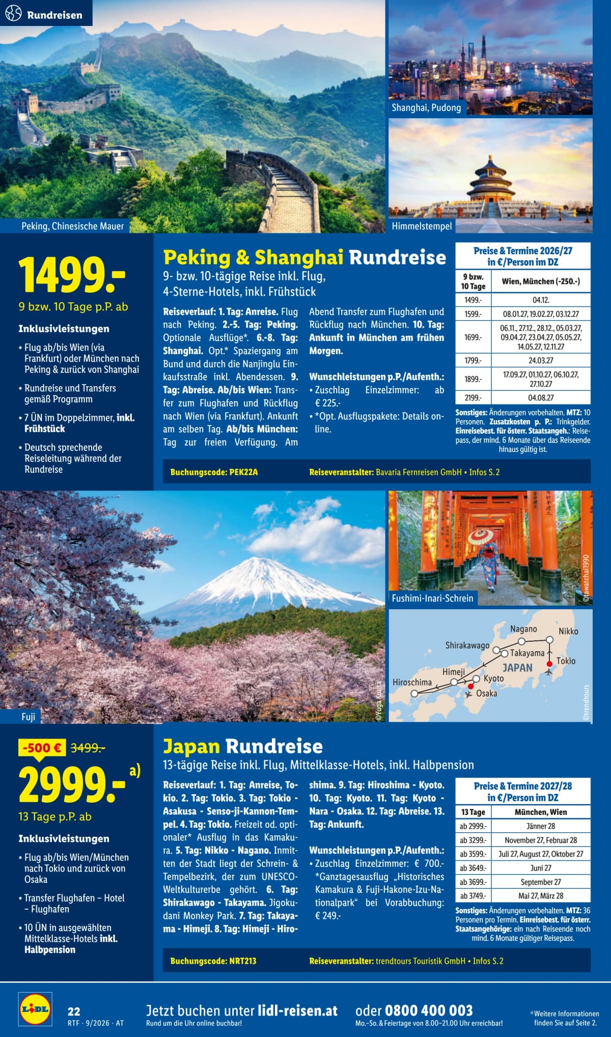 Seite 22 des Lidl Reisen Flugblatts – September-Oktober Reise-Highlights