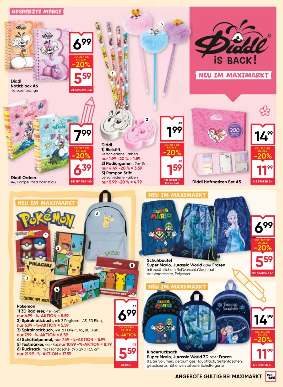 Seite 5 des Maximarkt Flugblatts – Schule ab 31.07.2026
