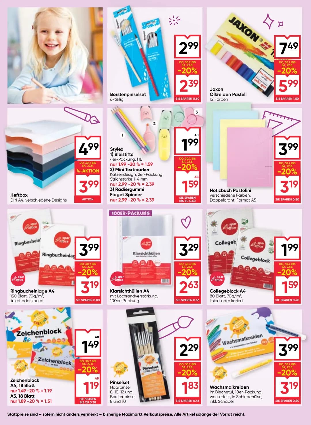 Seite 8 des Maximarkt Flugblatts – Schule ab 31.07.2026