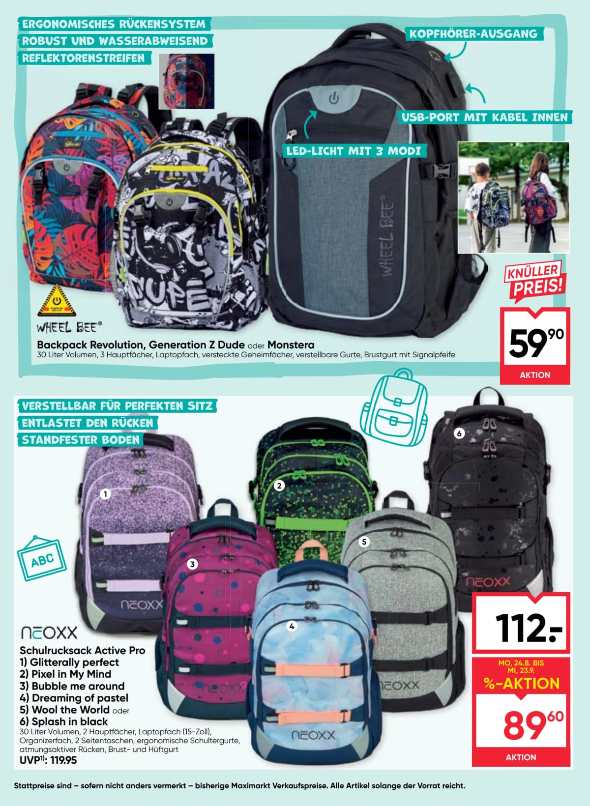 Seite 6 des Maximarkt Flugblatts – Back To School