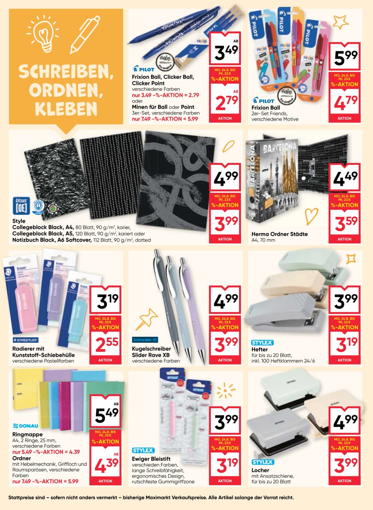 Seite 8 des Maximarkt Flugblatts – Back To School