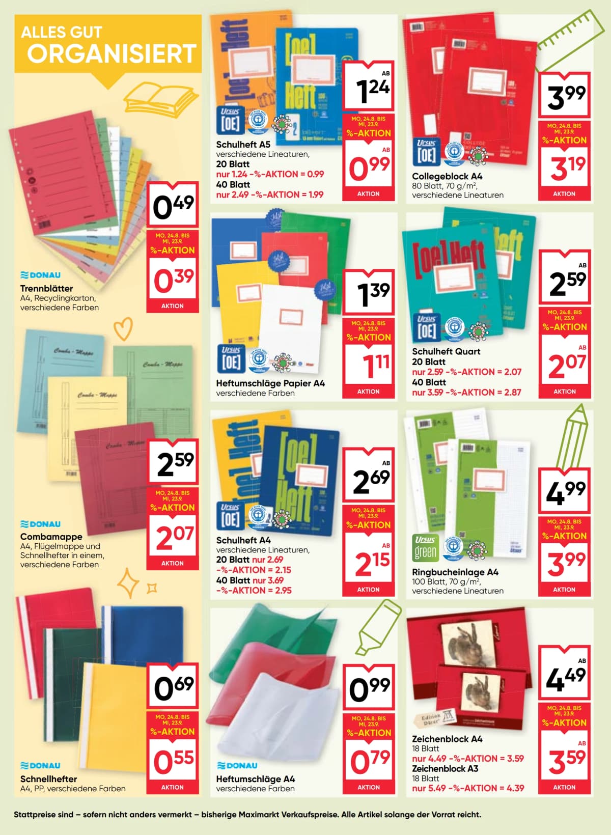 Seite 10 des Maximarkt Flugblatts – Back To School