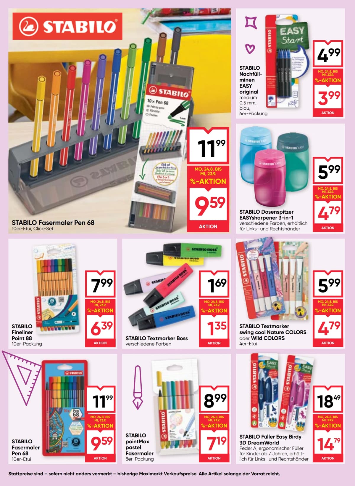 Seite 12 des Maximarkt Flugblatts – Back To School
